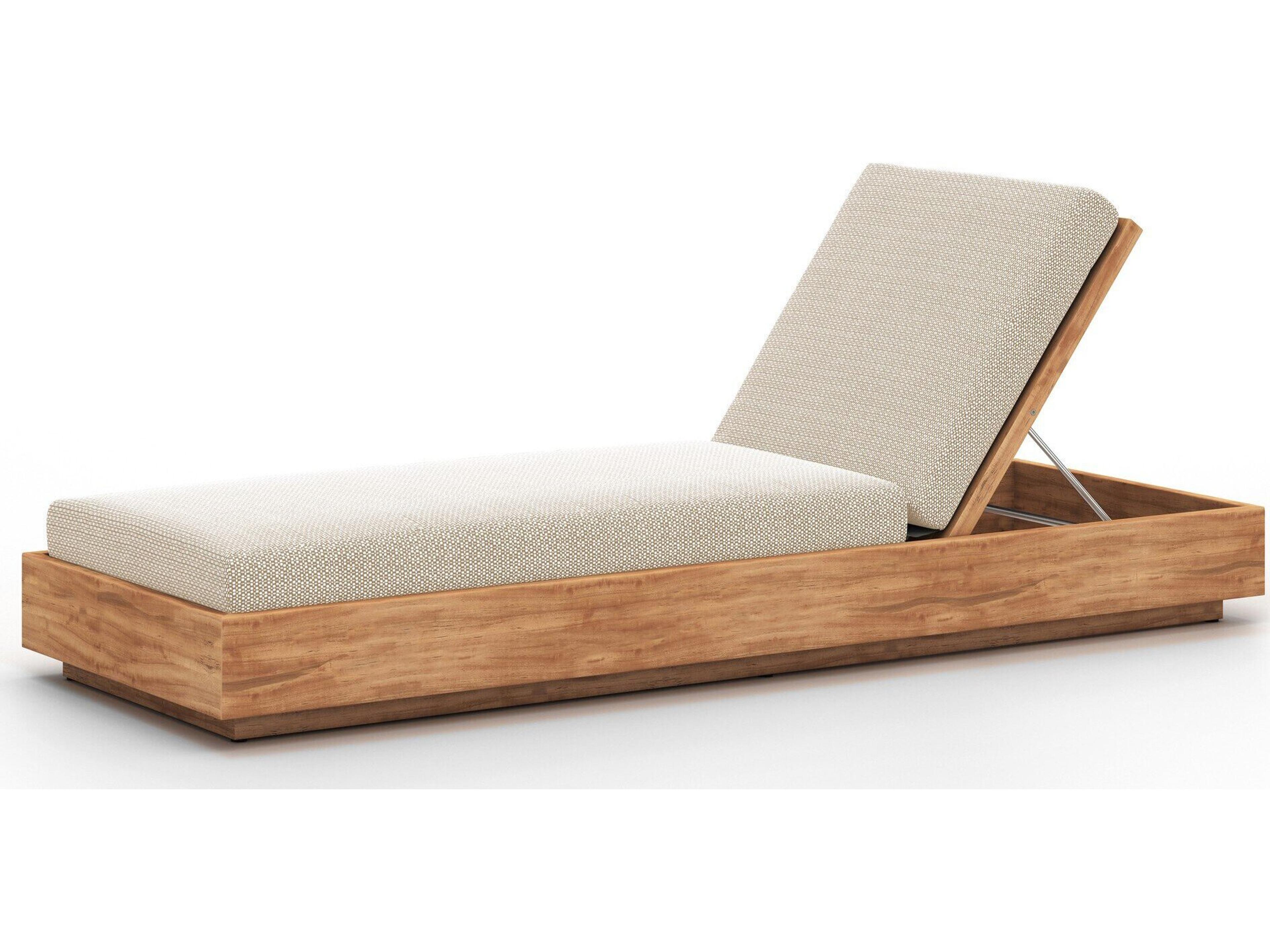 Globetrotter Outdoor Natural Teak Resin with Faye Sand Cushion Chaise Lounge