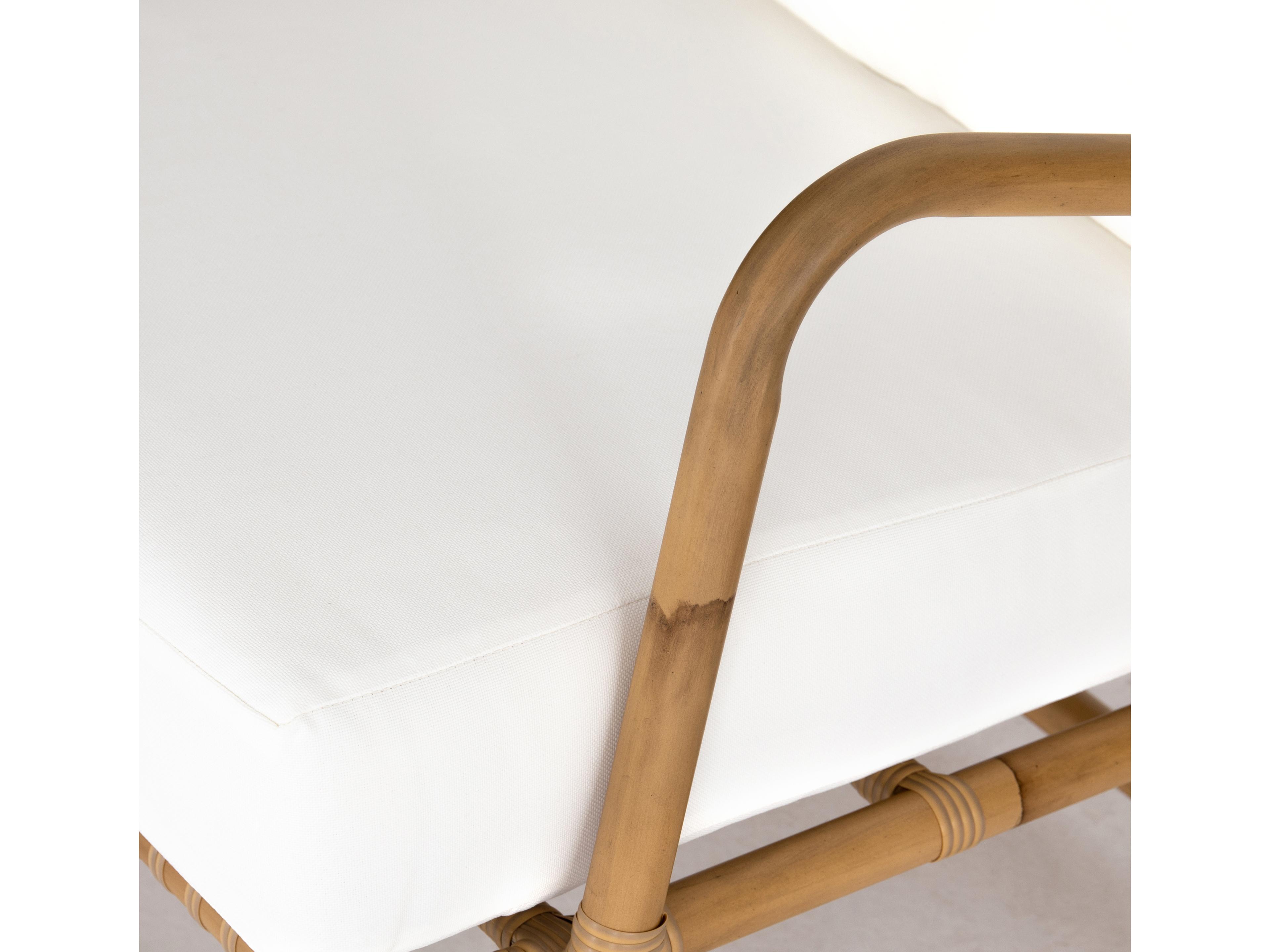 Luxecor Globetrotter Outdoor Natural Weave Faux Rattan Aluminum Resin with Stinson White Cushion Lounge Chair