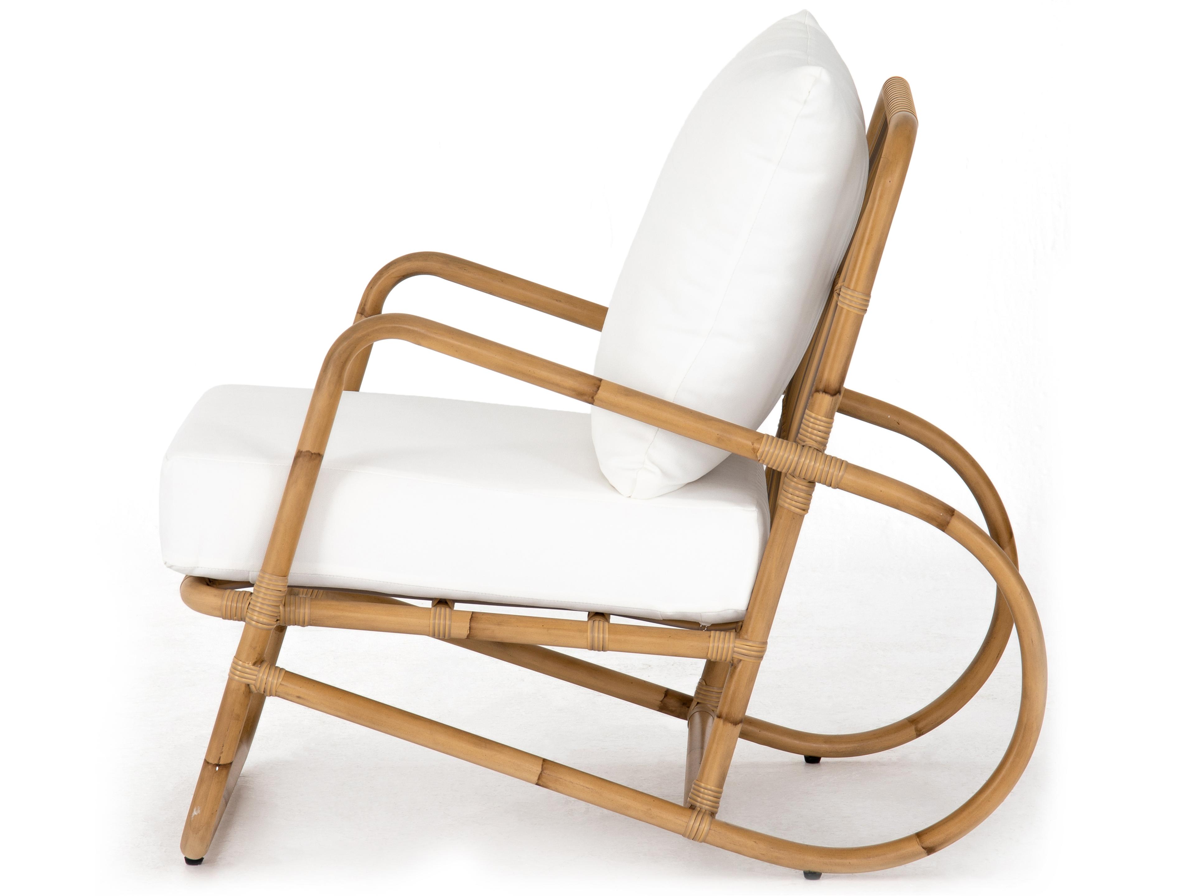 Luxecor Globetrotter Outdoor Natural Weave Faux Rattan Aluminum Resin with Stinson White Cushion Lounge Chair