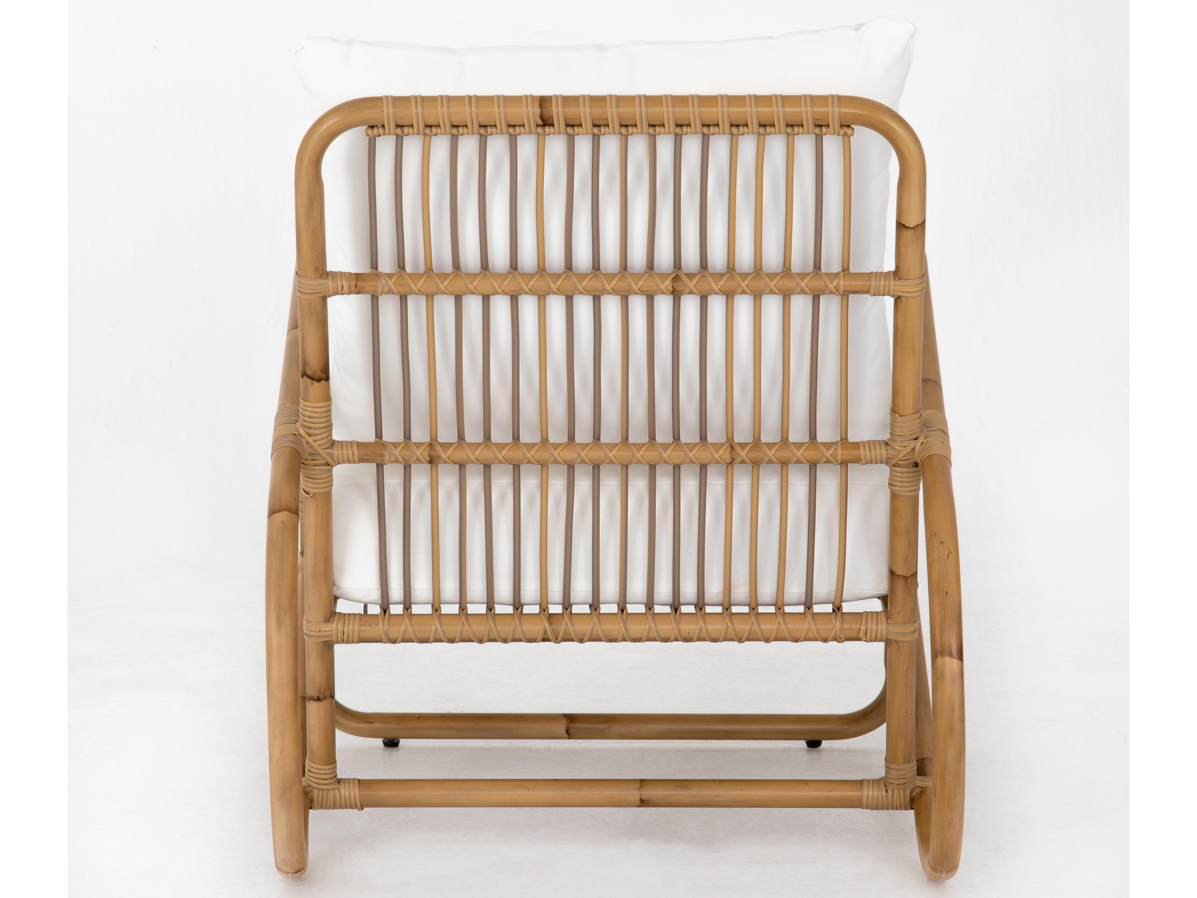 Luxecor Globetrotter Outdoor Natural Weave Faux Rattan Aluminum Resin with Stinson White Cushion Lounge Chair