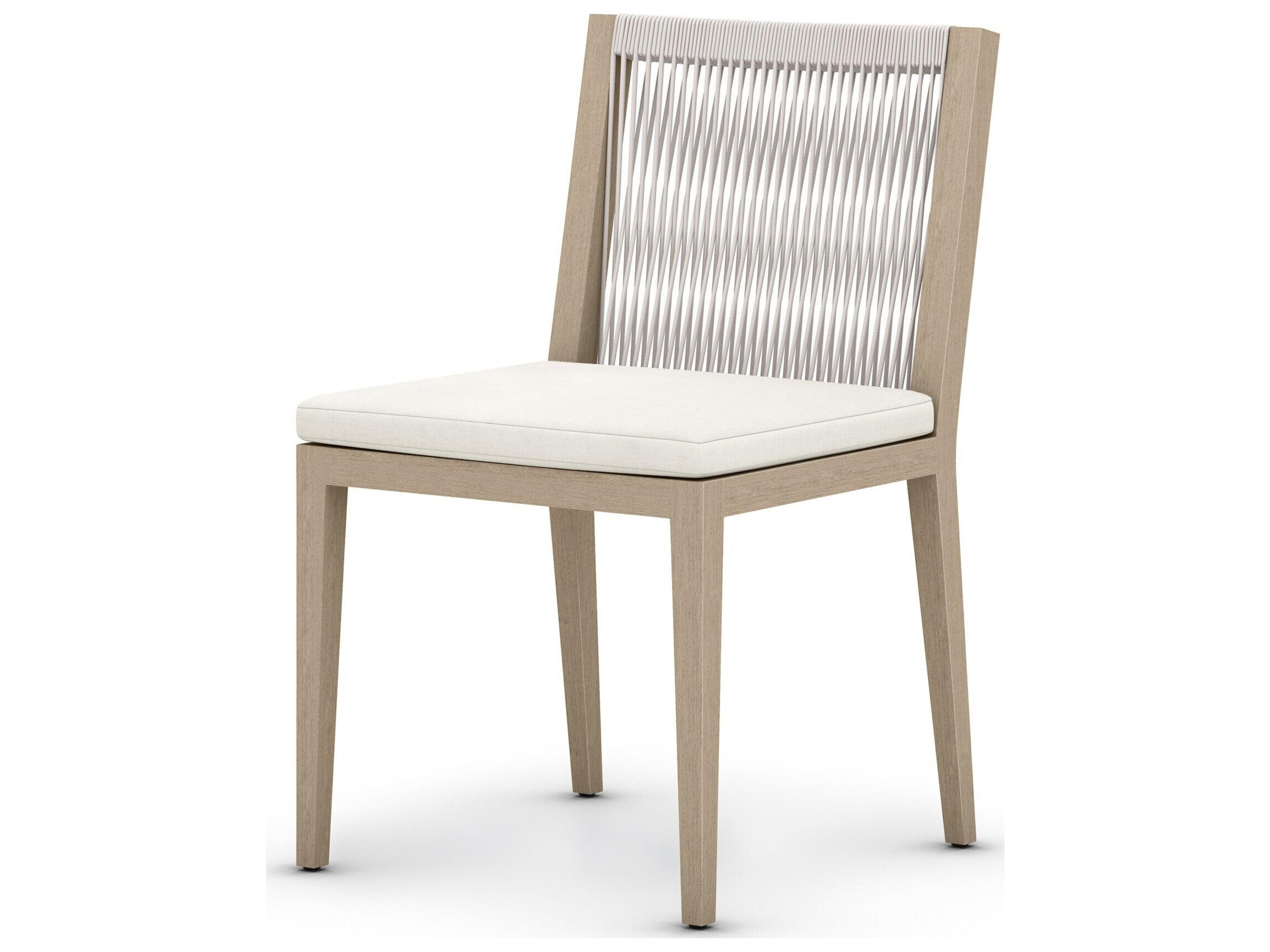 Globetrotter Outdoor Grey Rope / Washed Brown Teak Dining Chair with Natural Ivory Cushion