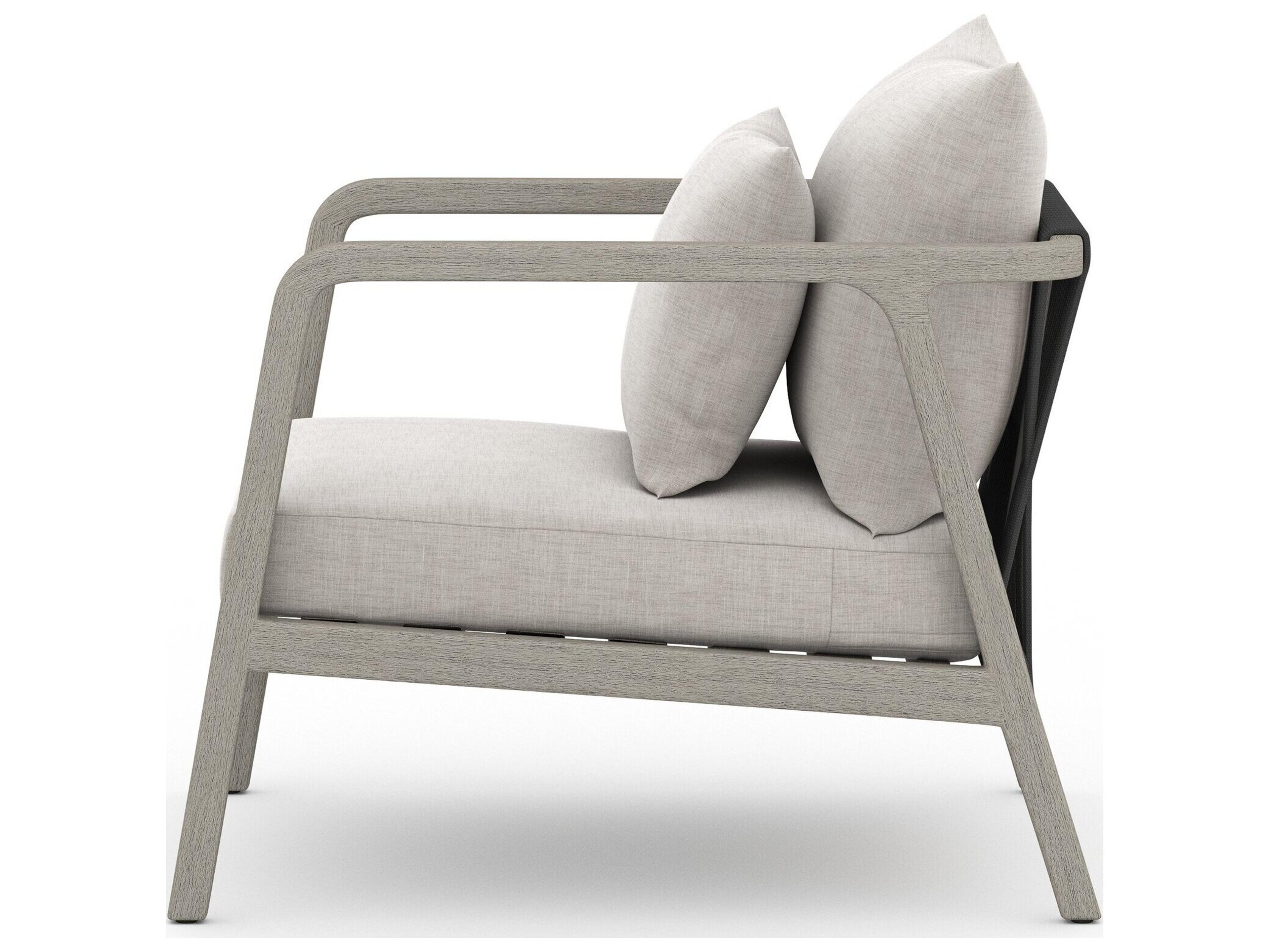 Luxecor Globetrotter Outdoor Weathered Grey Teak / Dark Rope Lounge Chair with Stone Cushion