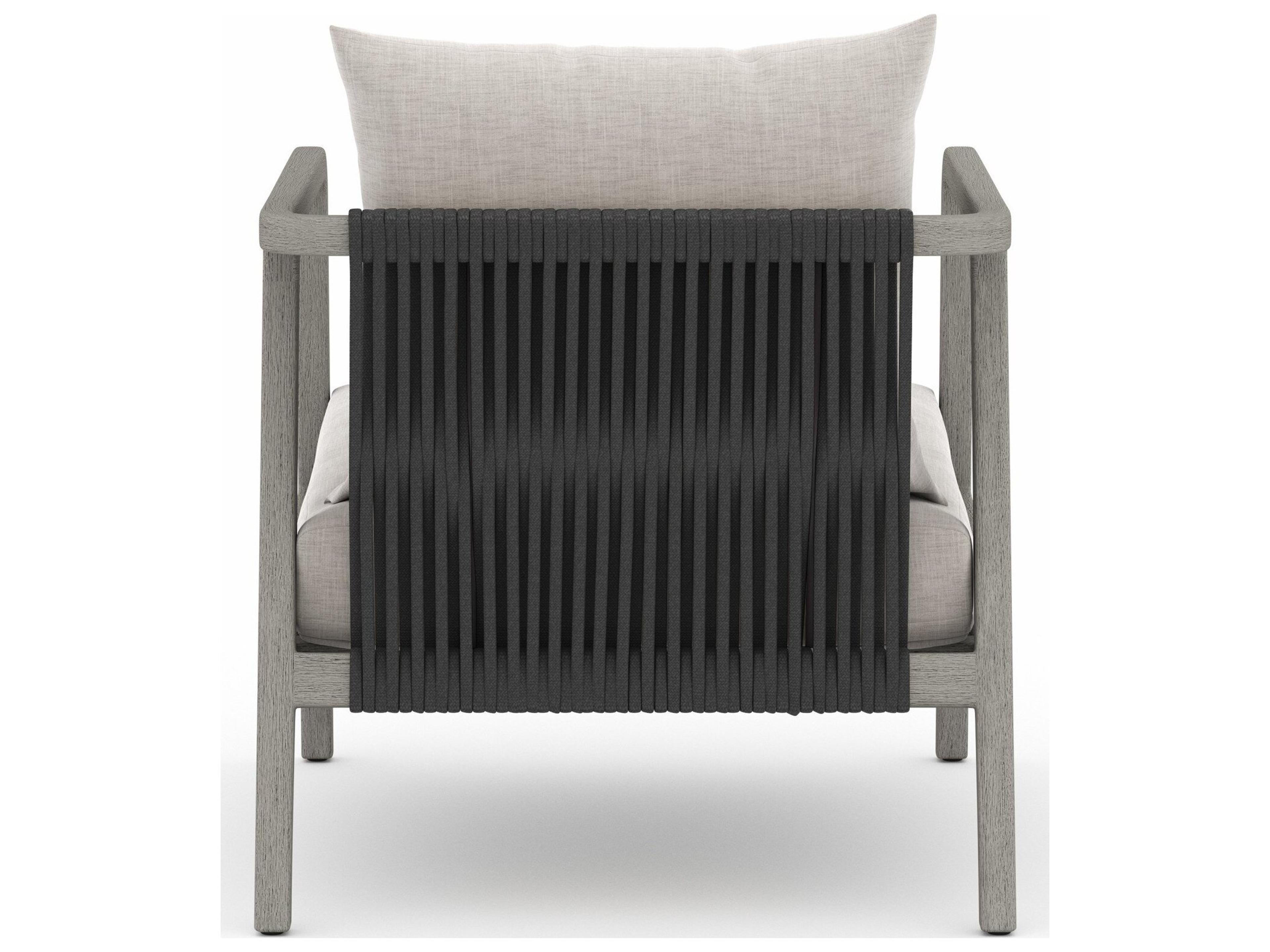 Luxecor Globetrotter Outdoor Weathered Grey Teak / Dark Rope Lounge Chair with Stone Cushion