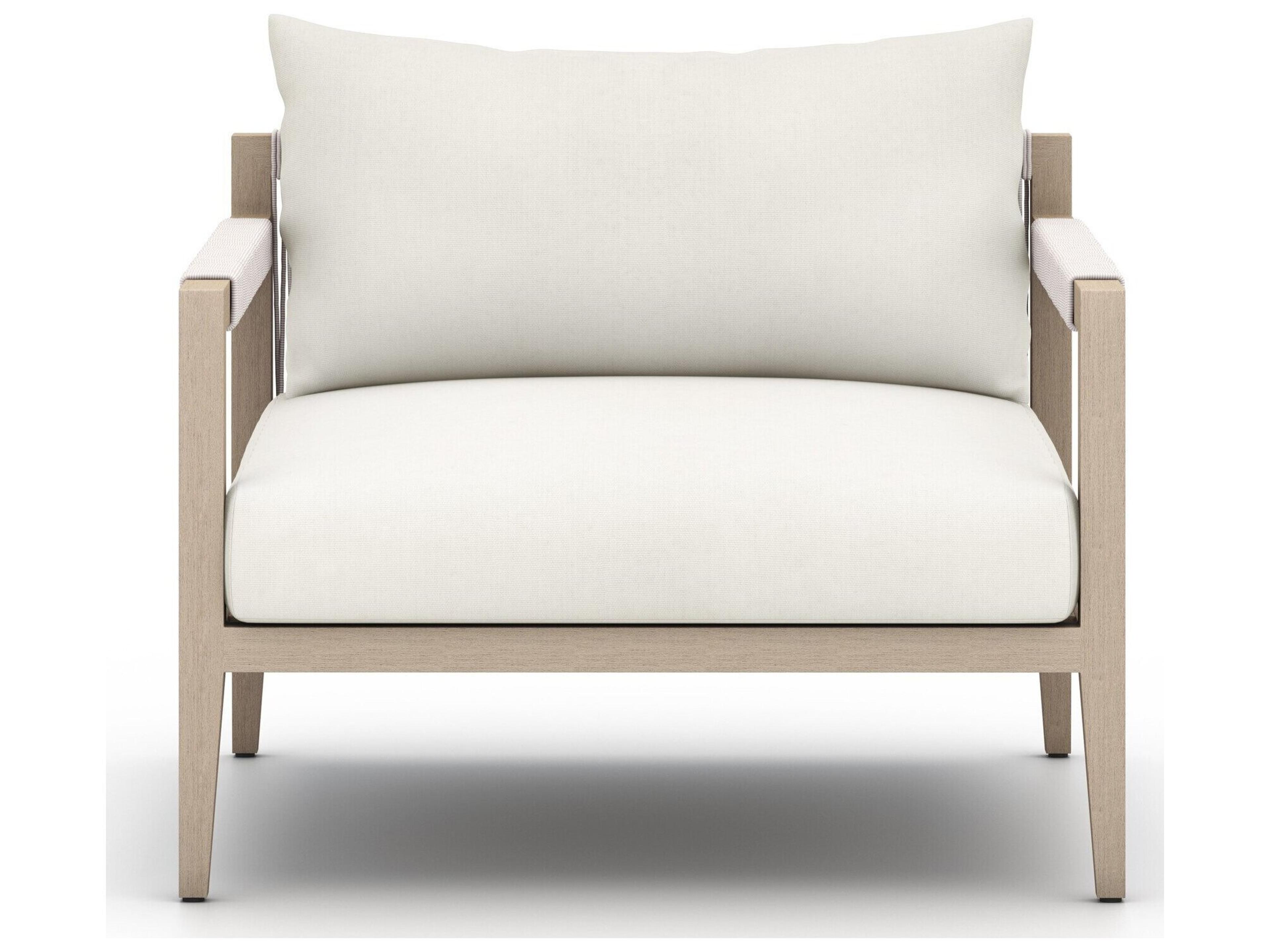 Luxecor Globetrotter Outdoor Washed Brown Teak / Grey Rope Lounge Chair with Natural Ivory Cushion