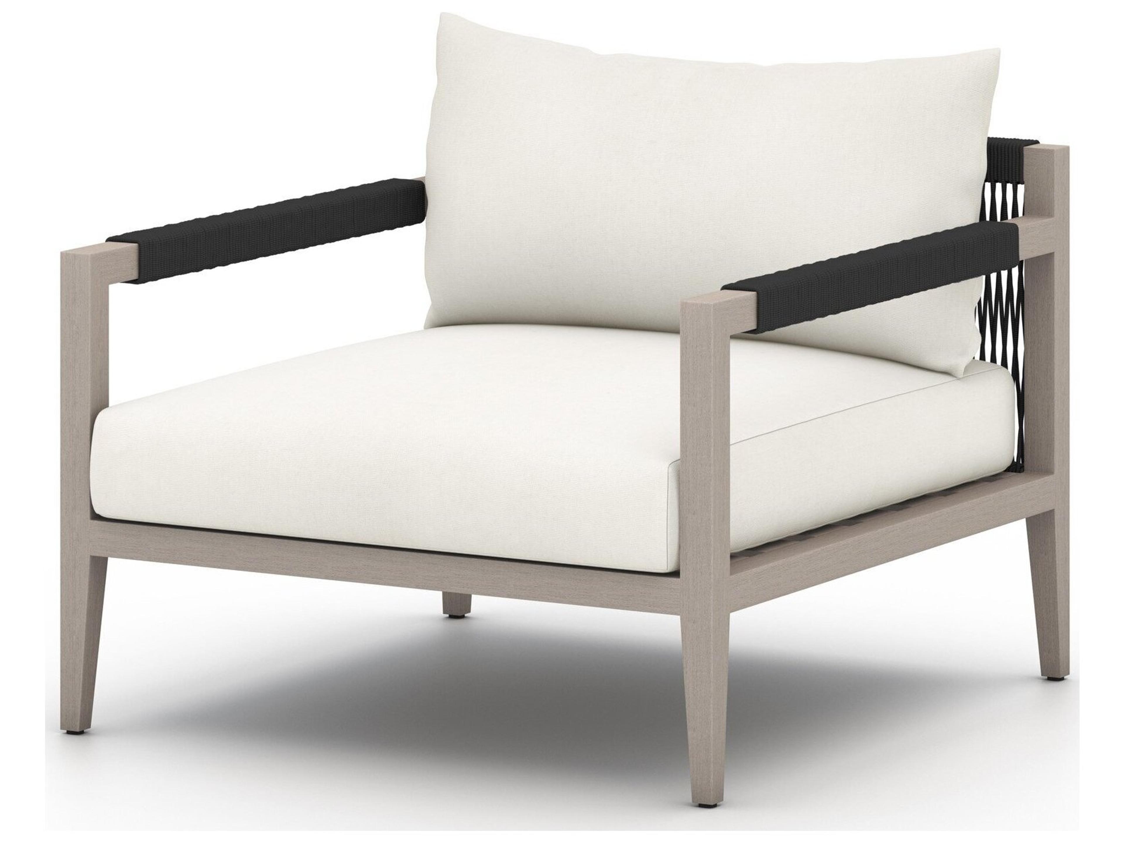 Solano Weathered Grey Teak / Dark Grey Rope Lounge Chair with Natural Ivory Cushion