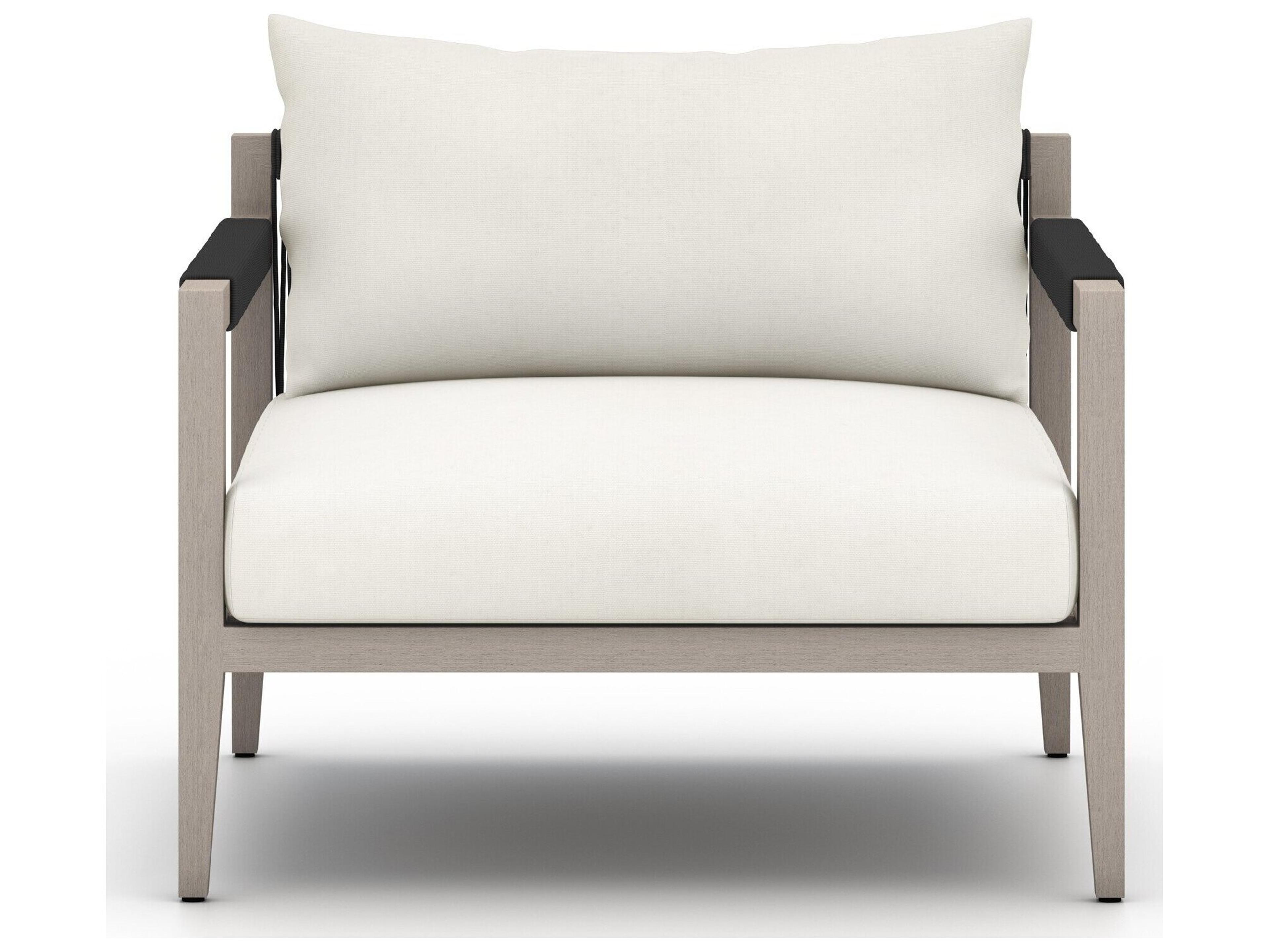 Luxecor Globetrotter Outdoor Weathered Grey Teak / Dark Rope Lounge Chair with Natural Ivory Cushion