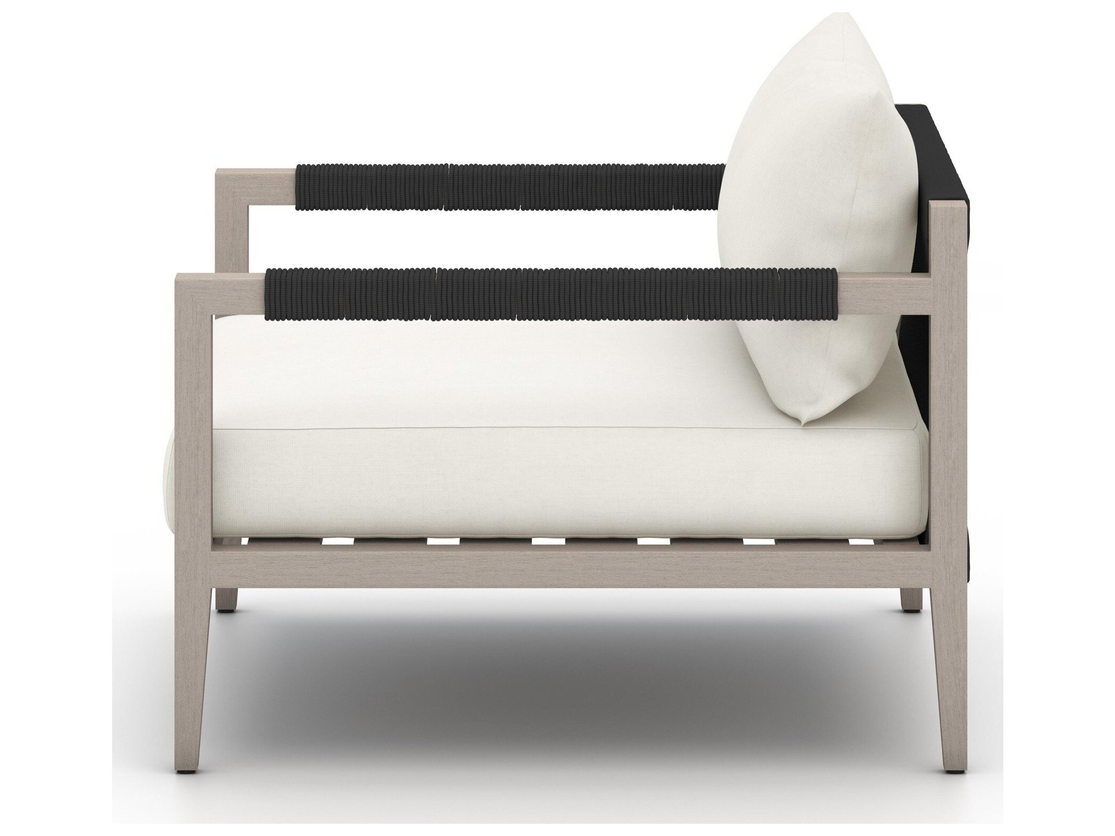 Luxecor Globetrotter Outdoor Weathered Grey Teak / Dark Rope Lounge Chair with Natural Ivory Cushion