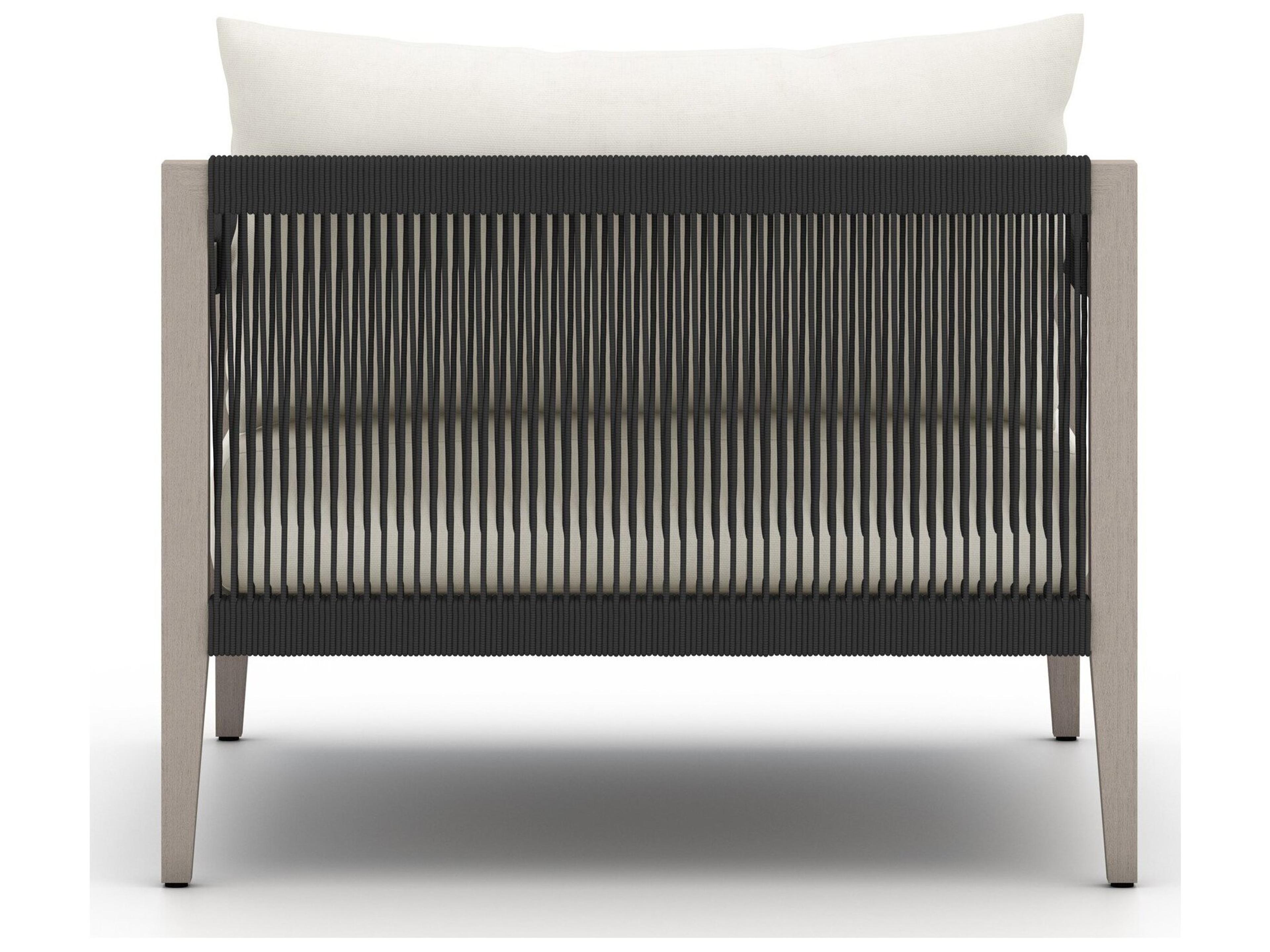 Luxecor Globetrotter Outdoor Weathered Grey Teak / Dark Rope Lounge Chair with Natural Ivory Cushion