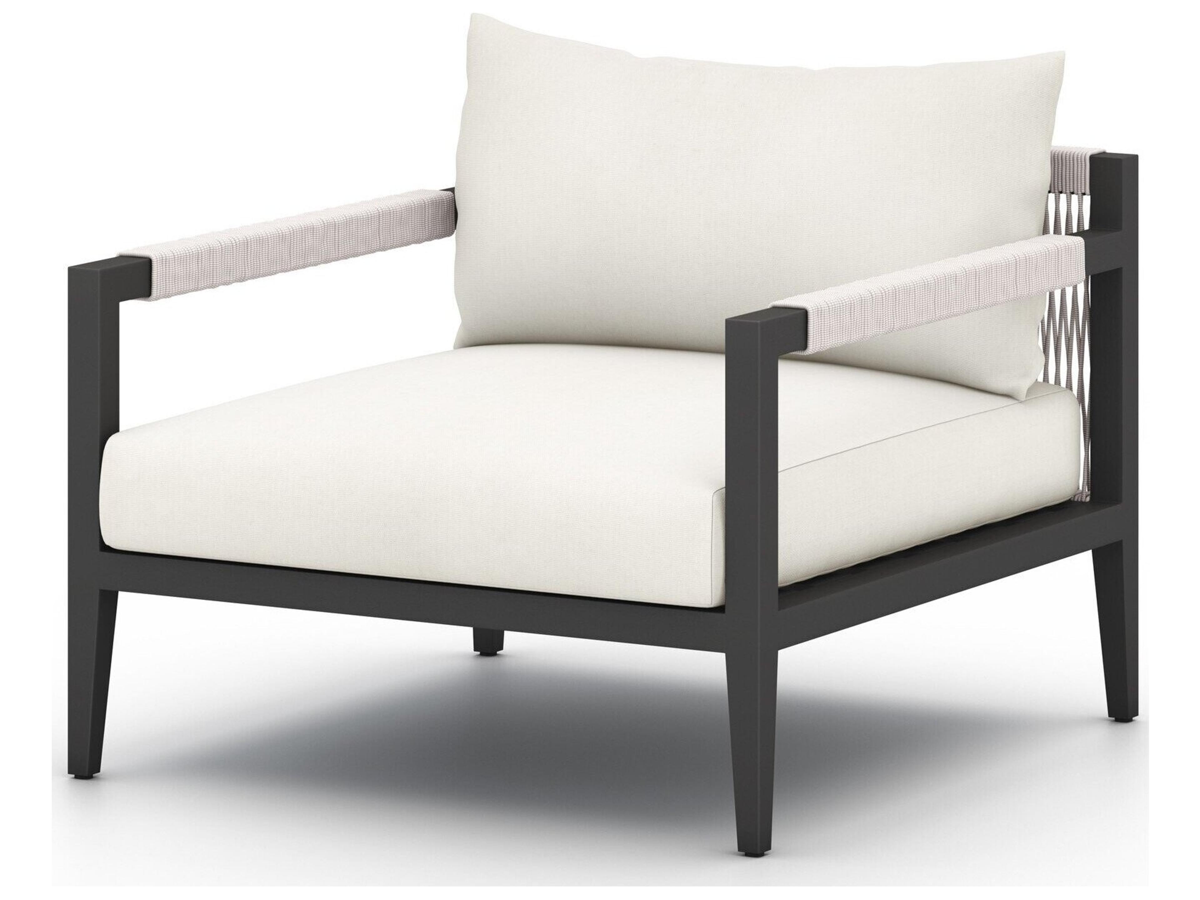 Solano Bronze Aluminum / Ivory Rope Lounge Chair with Natural Ivory Cushion