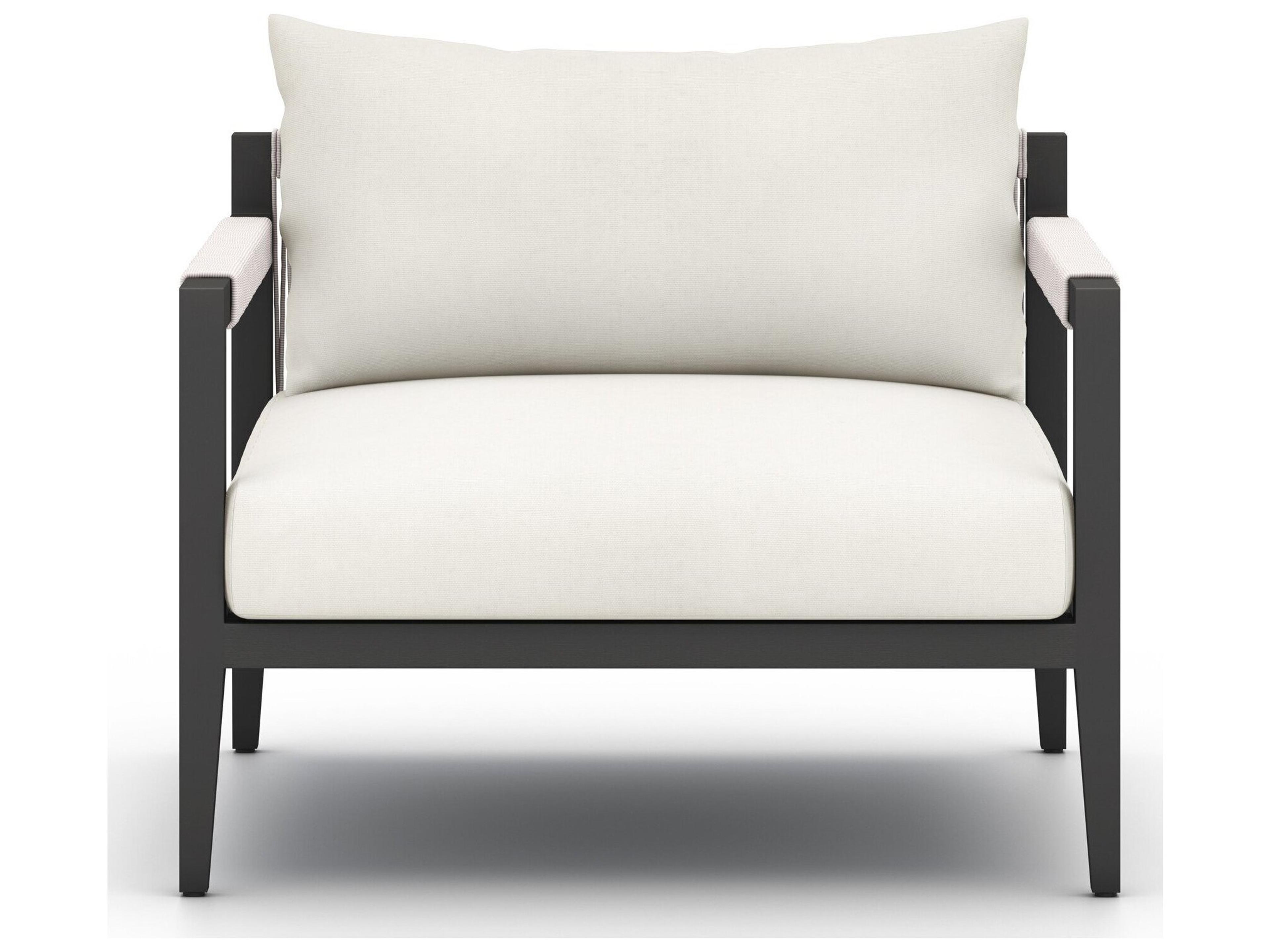 Four Hands Outdoor Solano Bronze Aluminum / Ivory Rope Lounge Chair with Natural Ivory Cushion