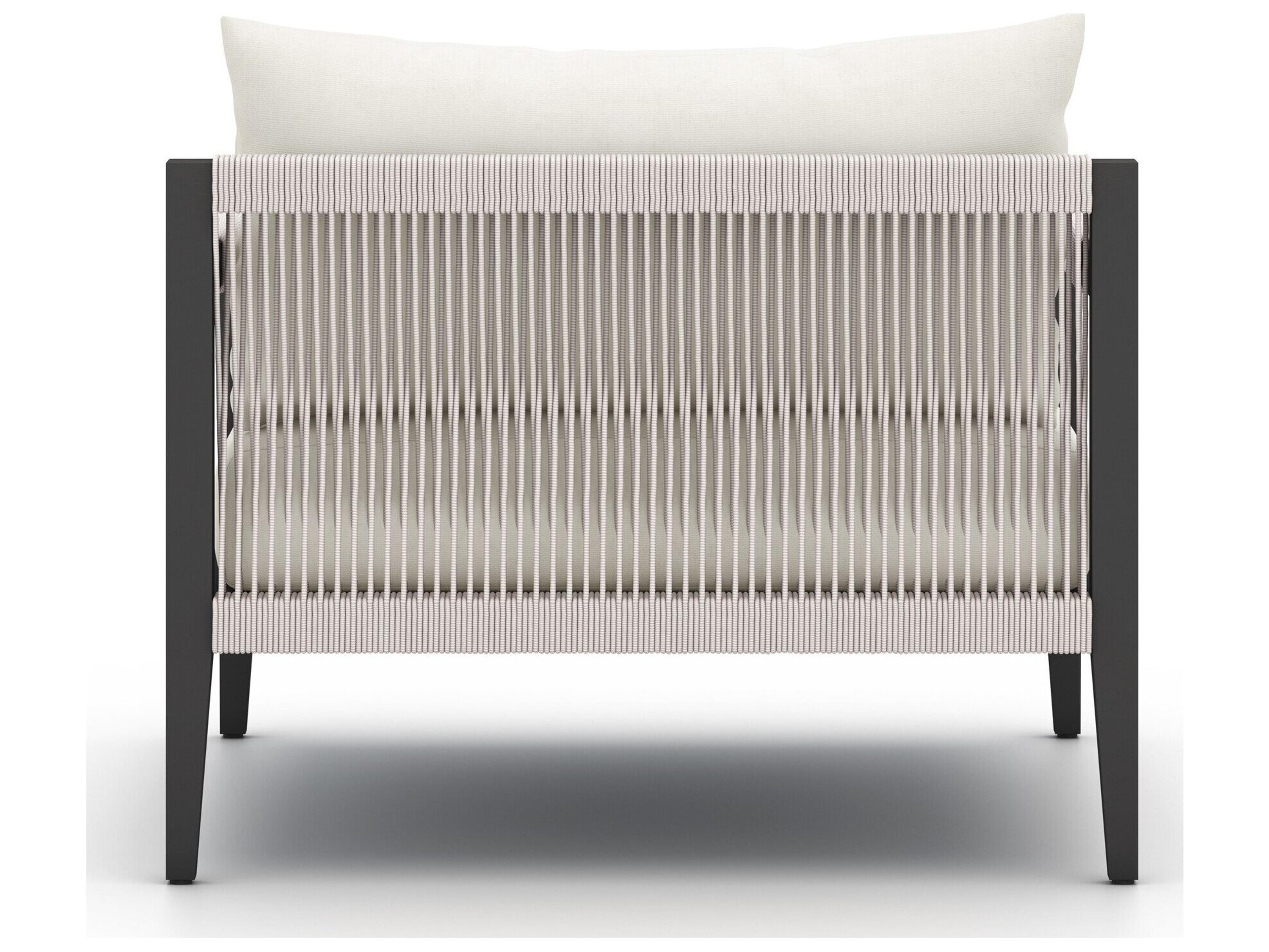 Four Hands Outdoor Solano Bronze Aluminum / Ivory Rope Lounge Chair with Natural Ivory Cushion