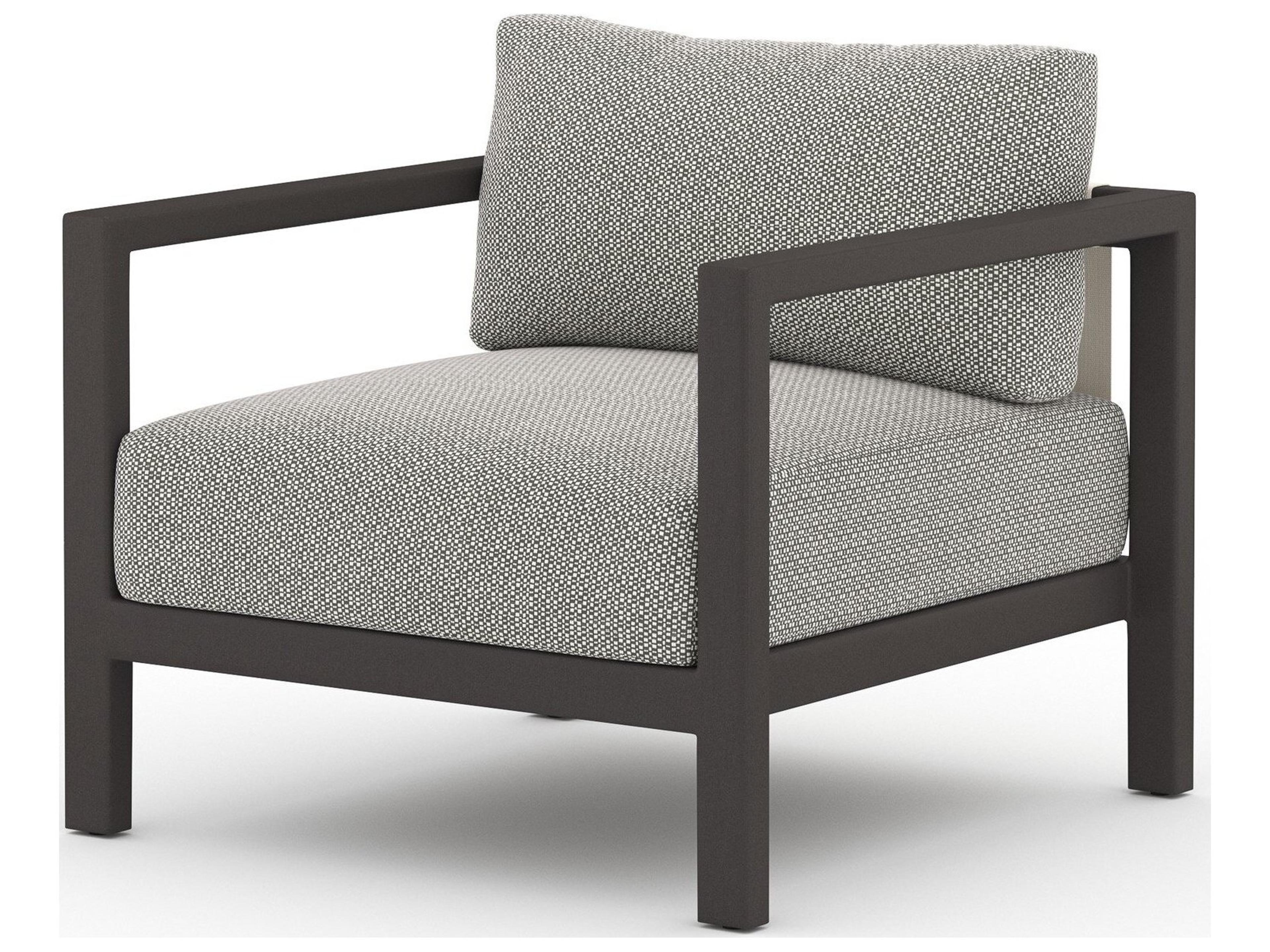 Globetrotter Outdoor Bronze Aluminum / Ivory Rope Lounge Chair with Faye Ash Cushion