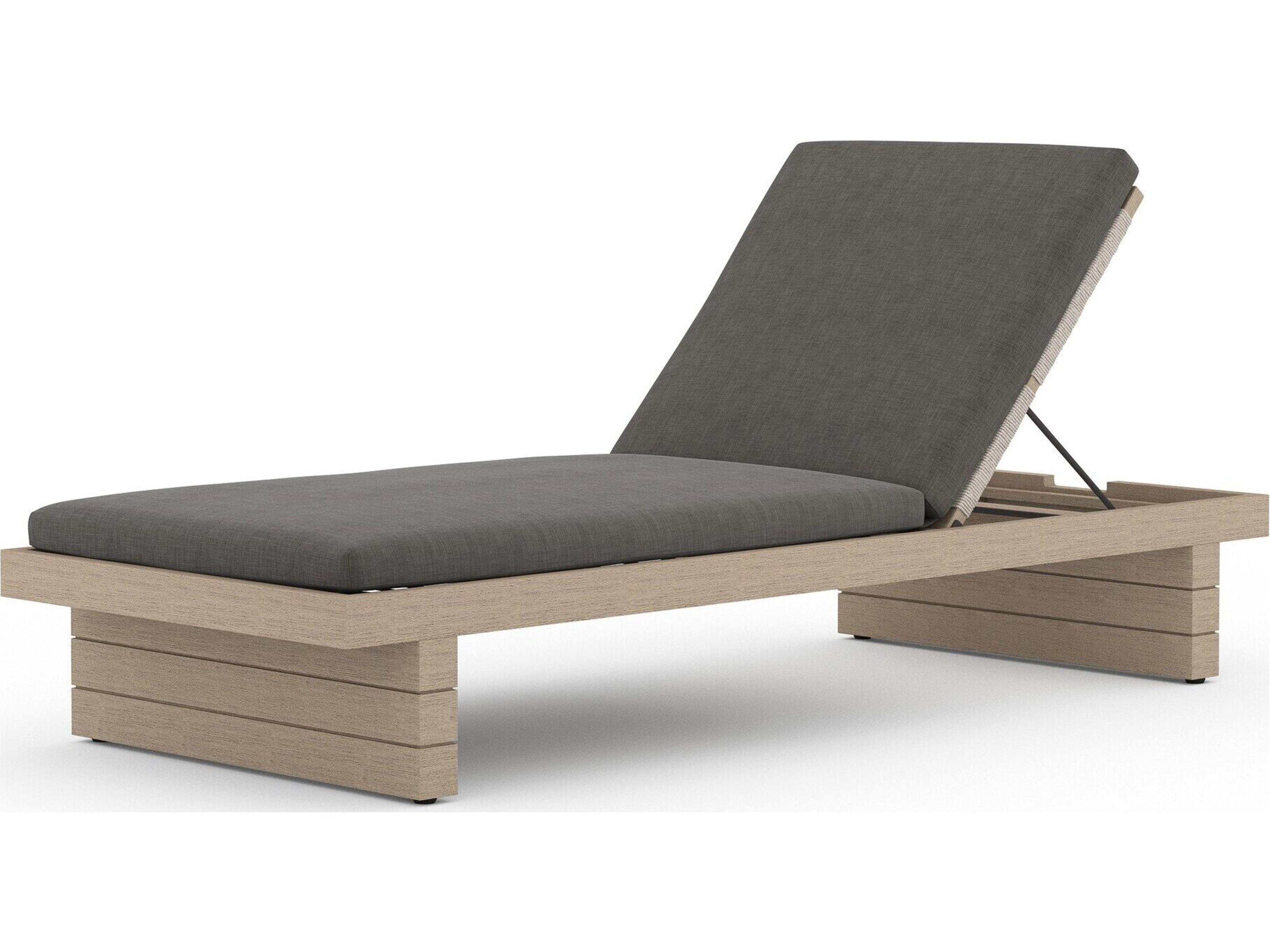 Globetrotter Outdoor Washed Brown Teak / Bronze Chaise Lounge with Charcoal Cushion