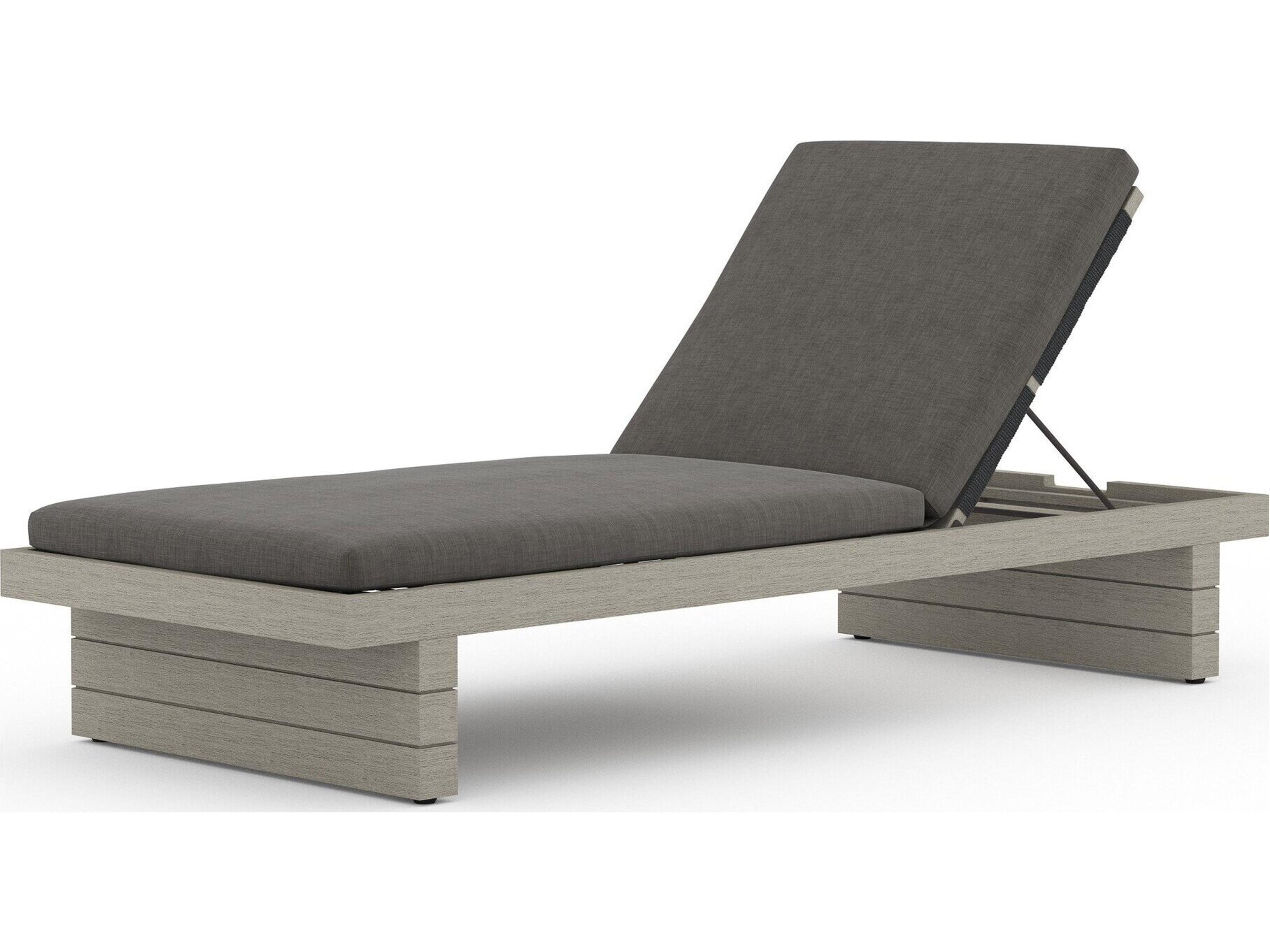 Globetrotter Outdoor Weathered Grey Teak Chaise Lounge with Charcoal Cushion