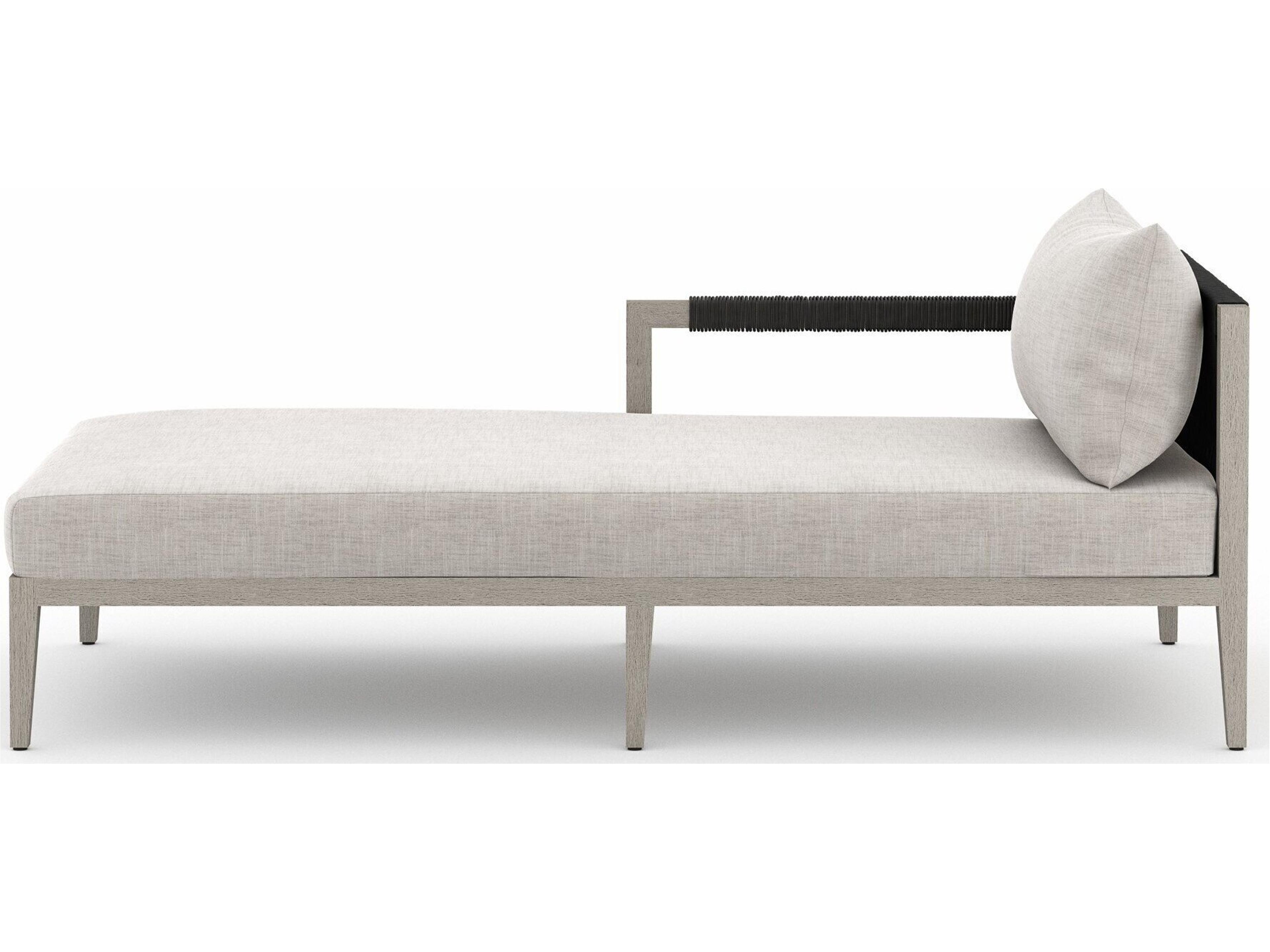 Four Hands Outdoor Solano Stone Grey / Weathered Grey / Dark Grey Rope Left Arm Facing Chaise Lounge