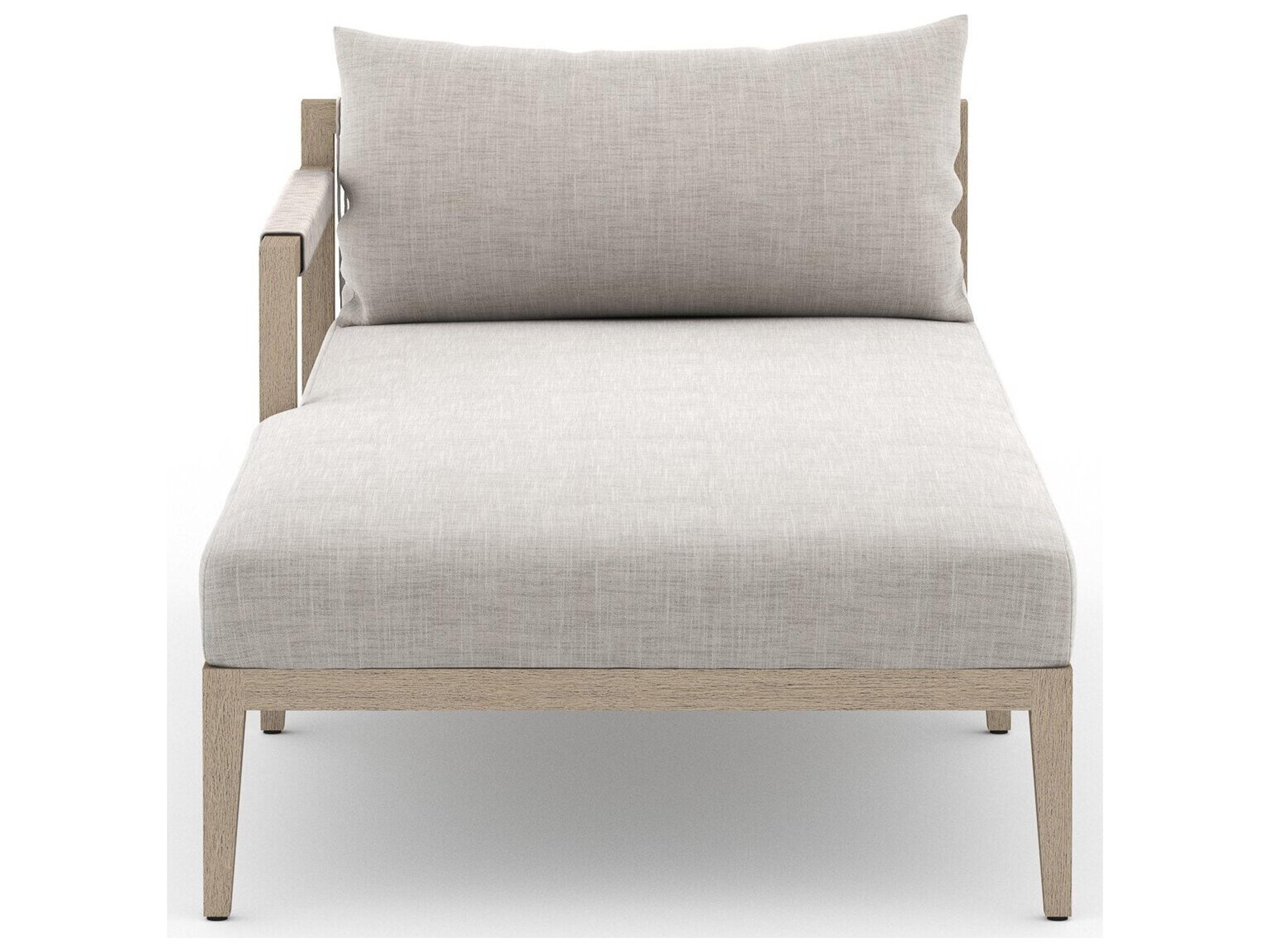 Four Hands Outdoor Solano Stone Grey / Washed Brown / Gray Rope Left Arm Facing Chaise Lounge