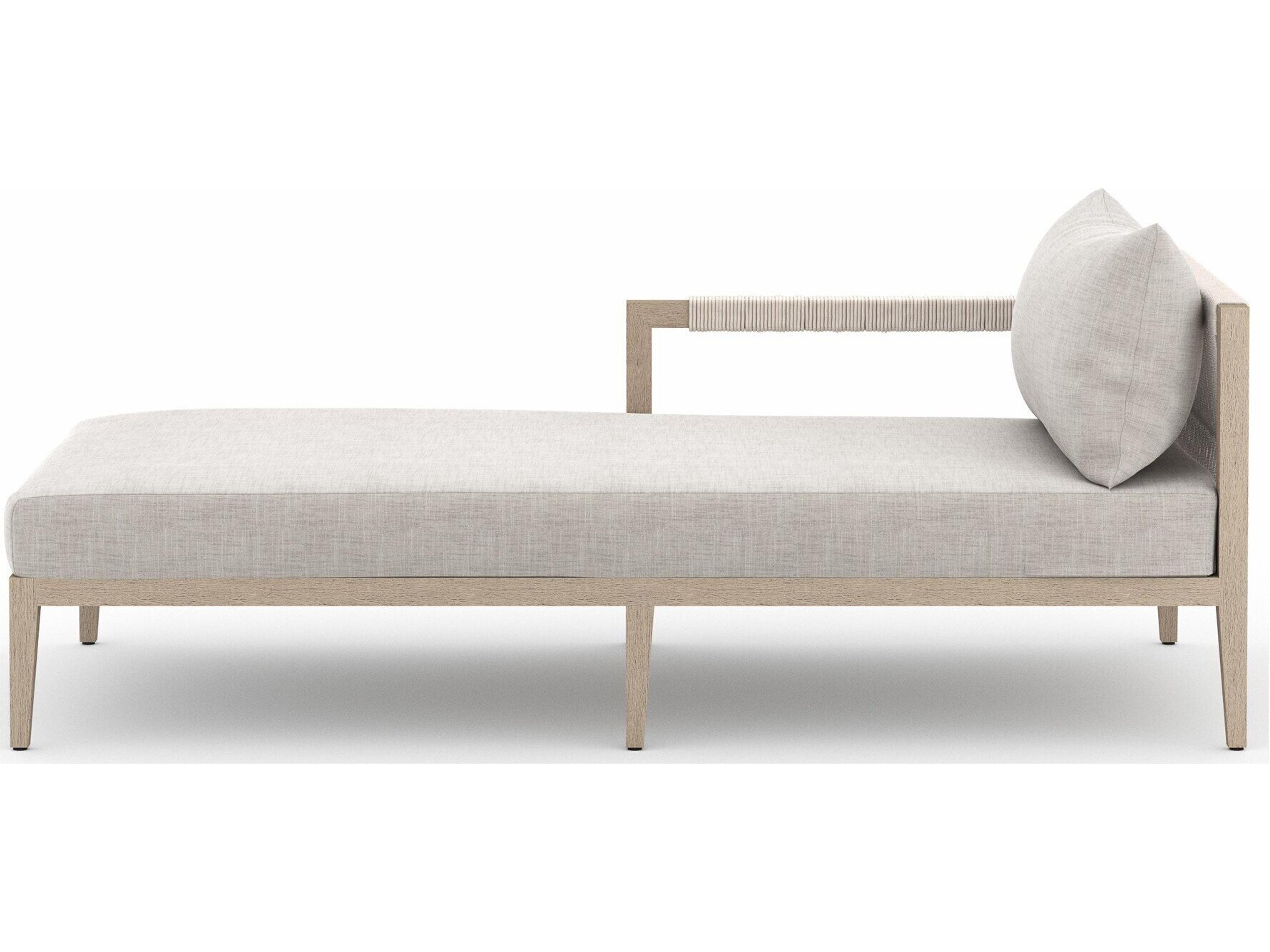 Four Hands Outdoor Solano Stone Grey / Washed Brown / Gray Rope Left Arm Facing Chaise Lounge