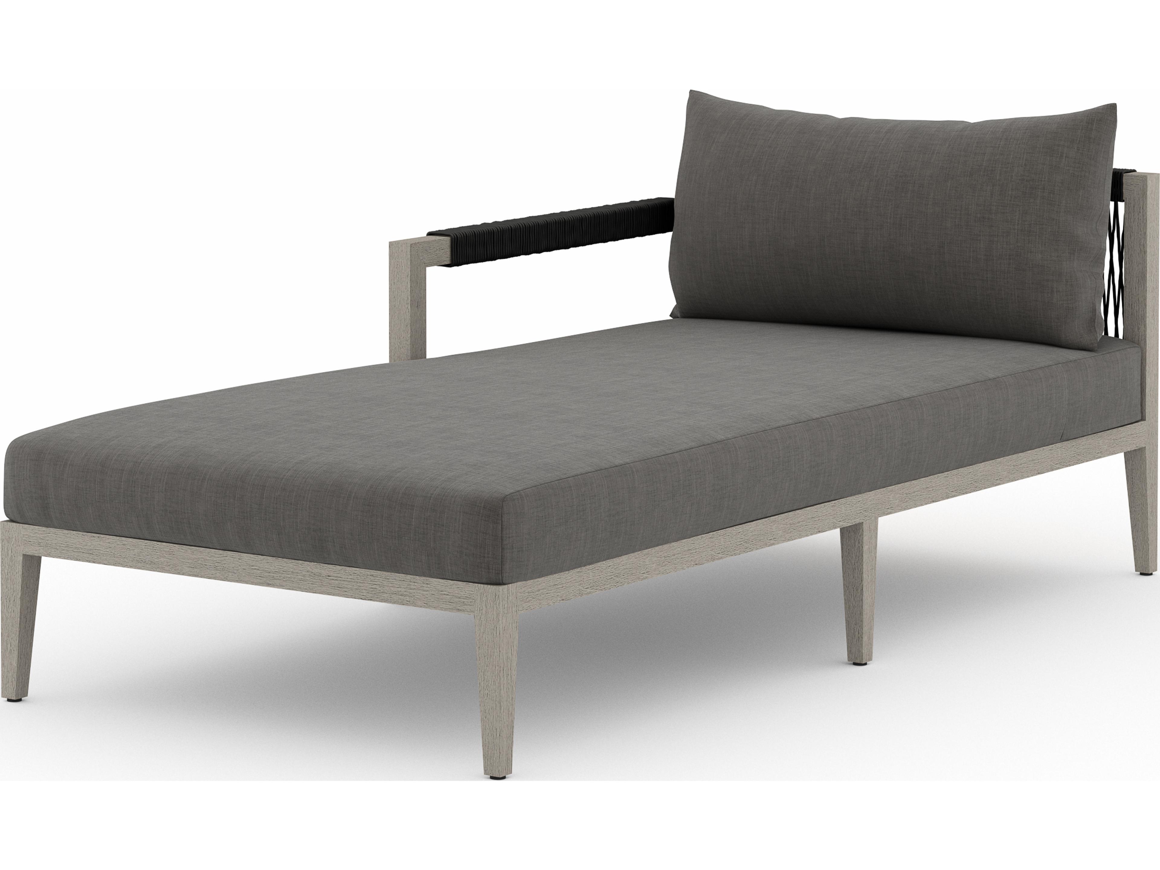 Globetrotter Outdoor Charcoal / Weathered Grey Dark Rope Left Arm Facing Chaise Lounge