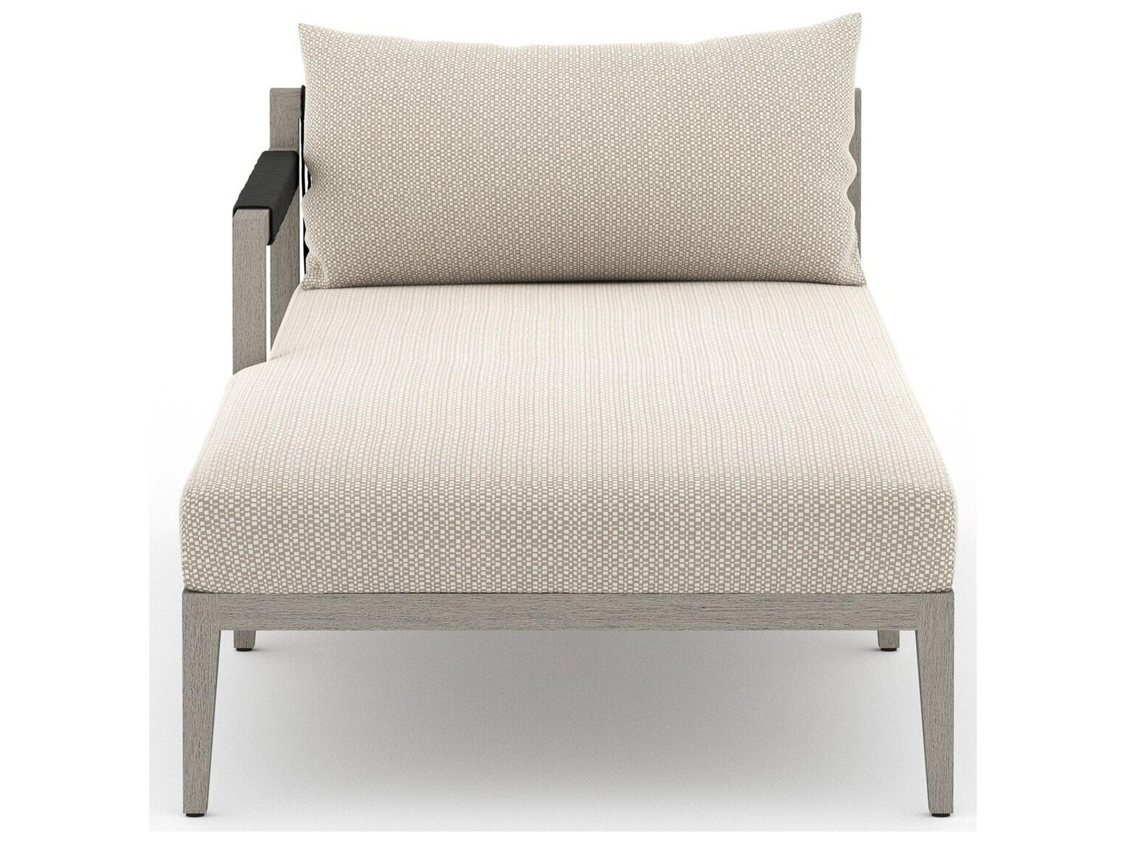 Four Hands Outdoor Solano Faye Sand / Weathered Grey / Dark Grey Rope Left Arm Facing Chaise Lounge