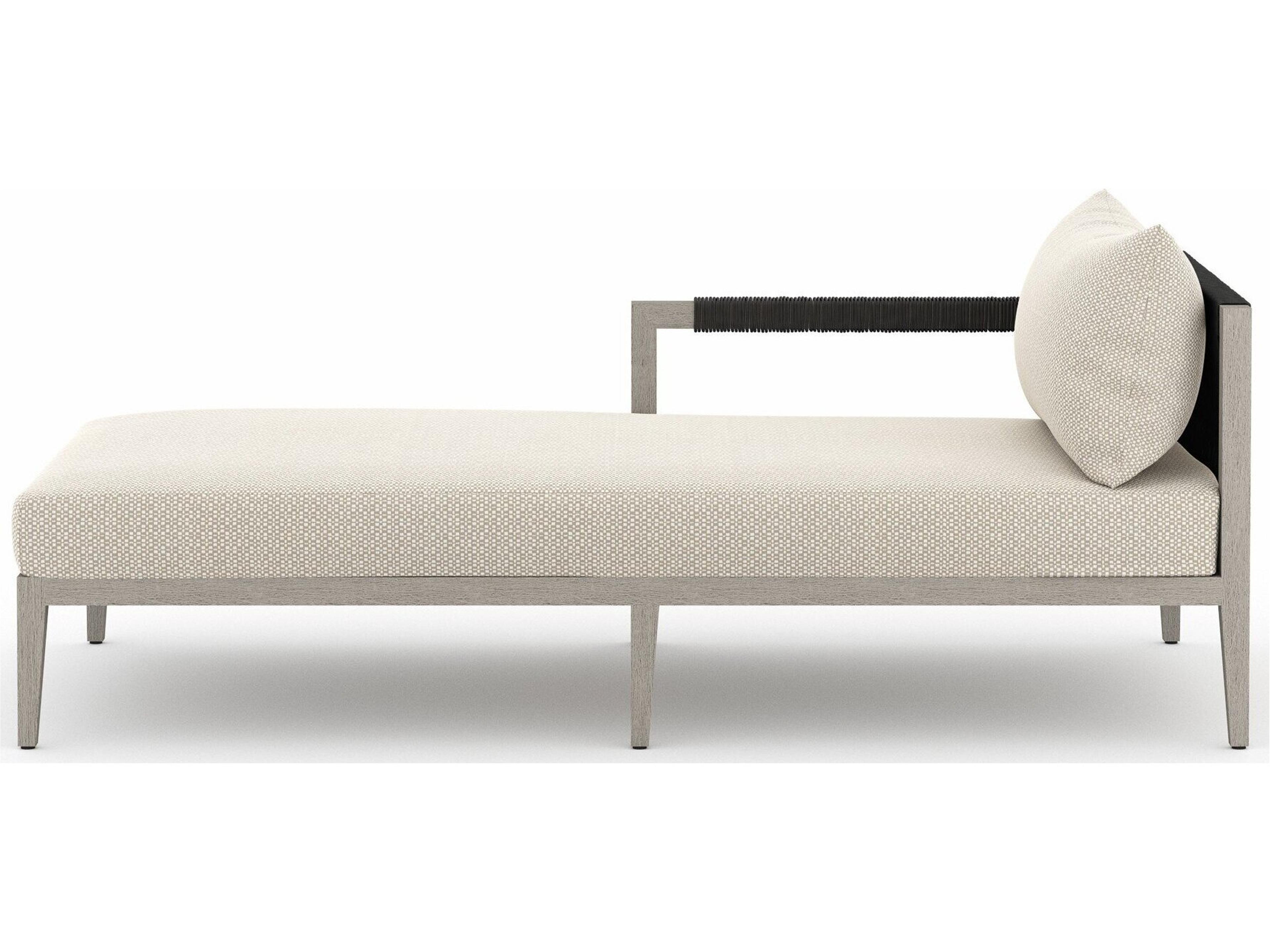 Four Hands Outdoor Solano Faye Sand / Weathered Grey / Dark Grey Rope Left Arm Facing Chaise Lounge