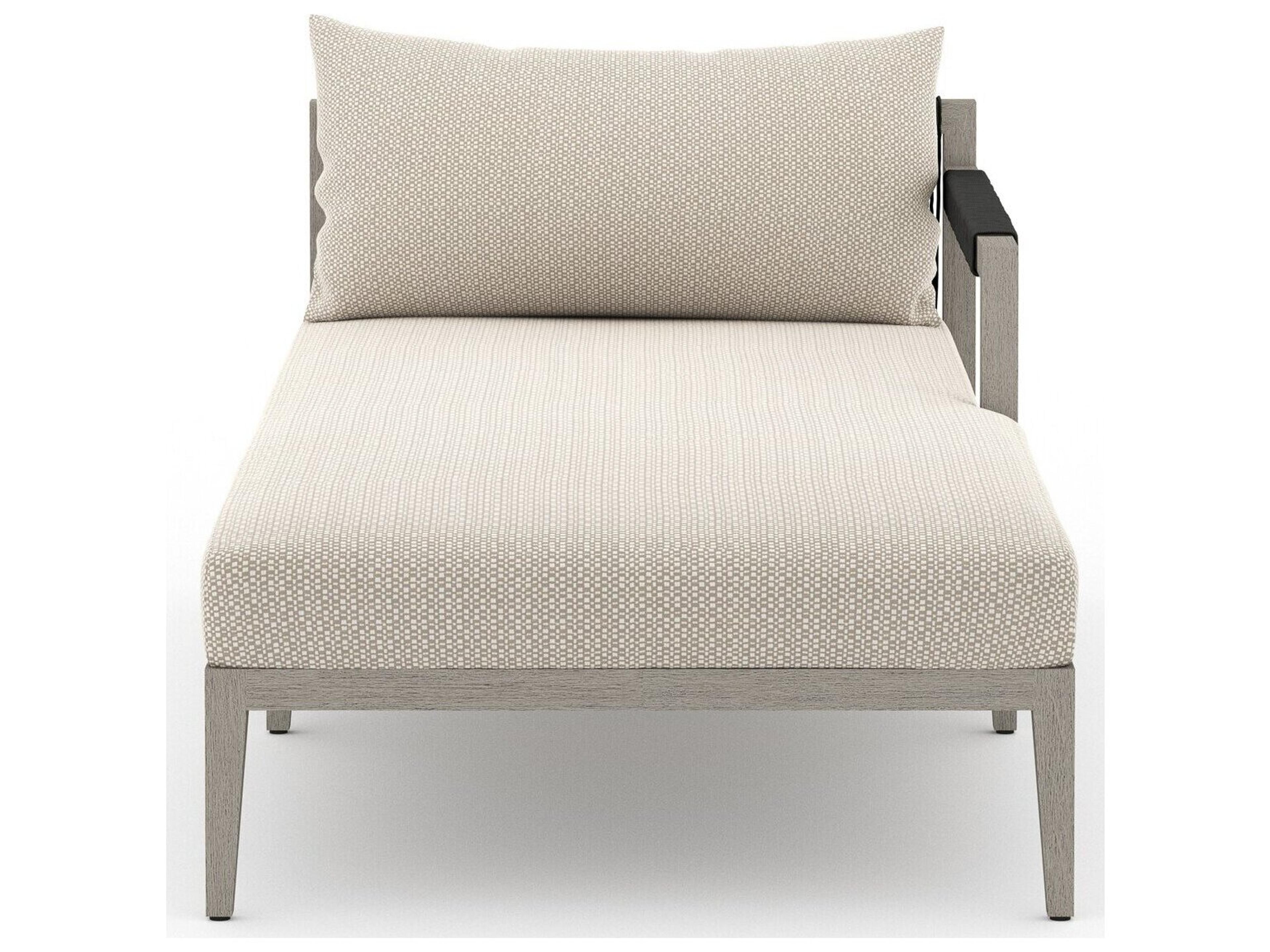 Four Hands Outdoor Solano Faye Sand / Weathered Grey / Dark Grey Rope Right Arm Facing Chaise Lounge