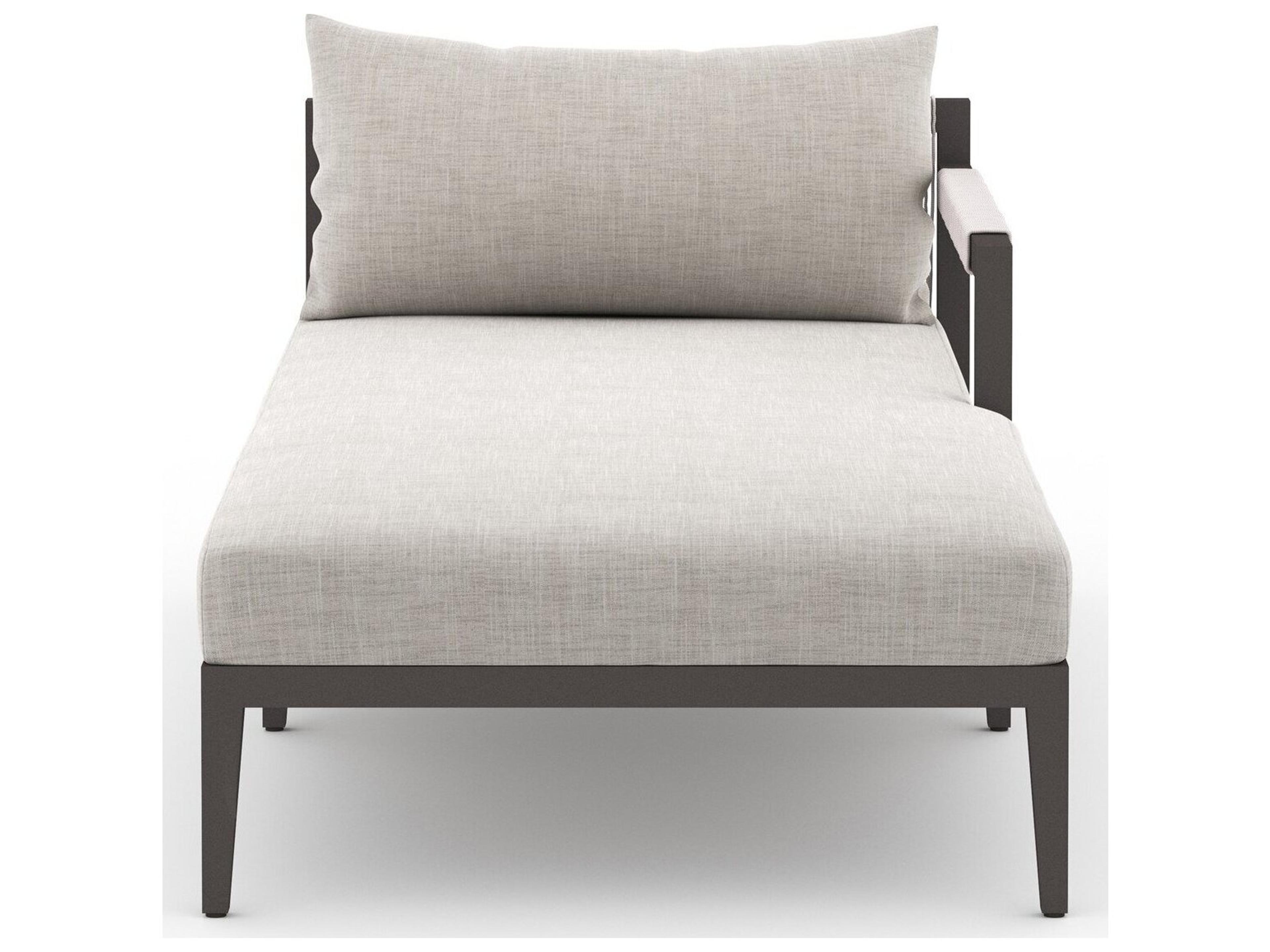 Four Hands Outdoor Solano Stone Grey / Bronze / Ivory Rope Right Arm Facing Chaise Lounge