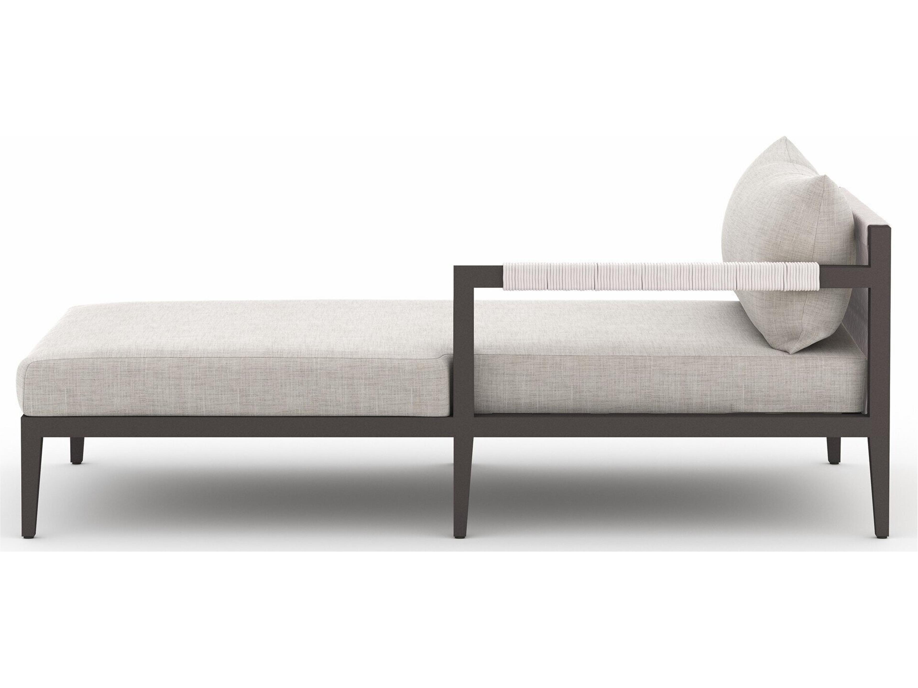 Four Hands Outdoor Solano Stone Grey / Bronze / Ivory Rope Right Arm Facing Chaise Lounge