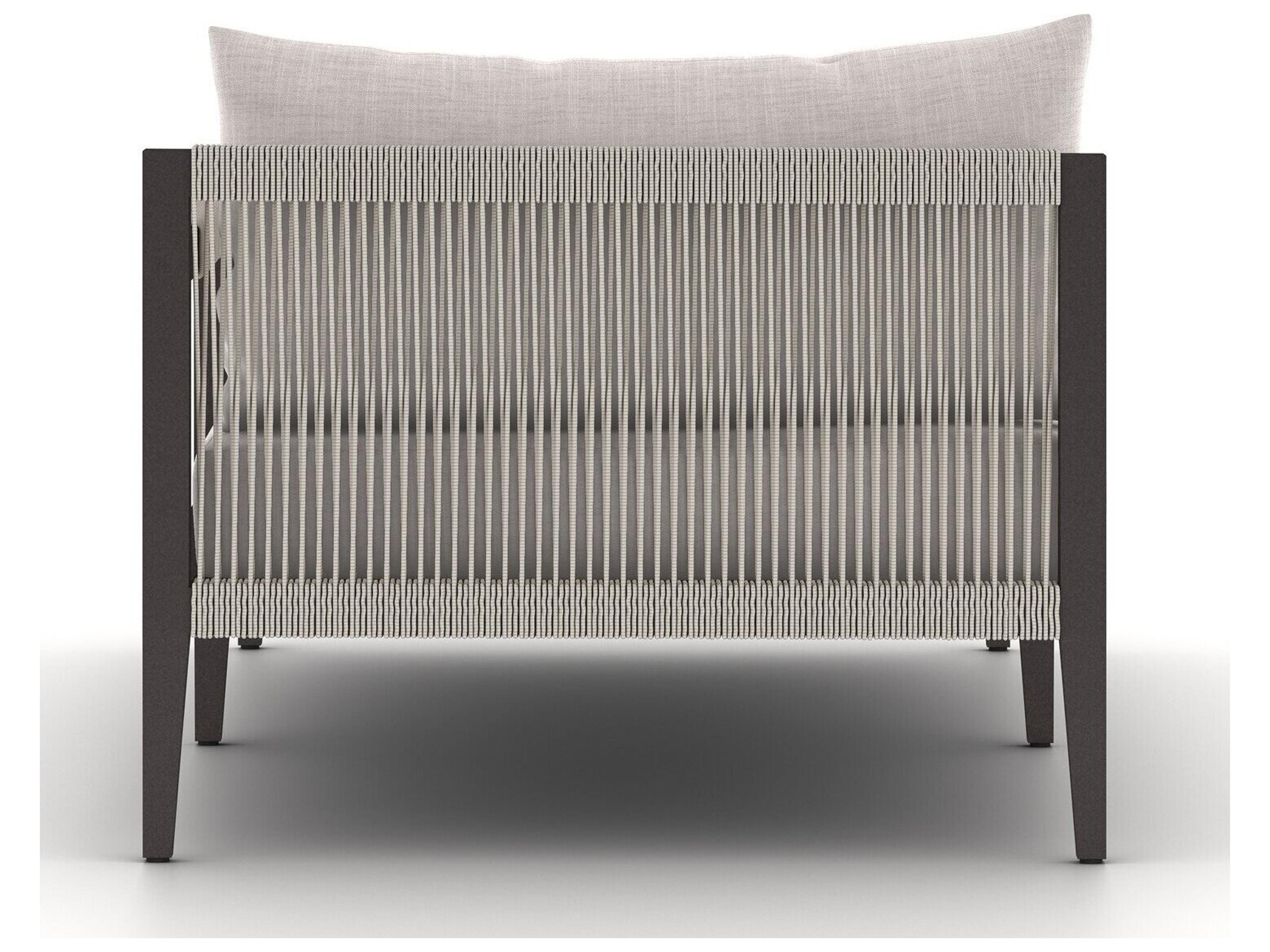 Four Hands Outdoor Solano Stone Grey / Bronze / Ivory Rope Right Arm Facing Chaise Lounge