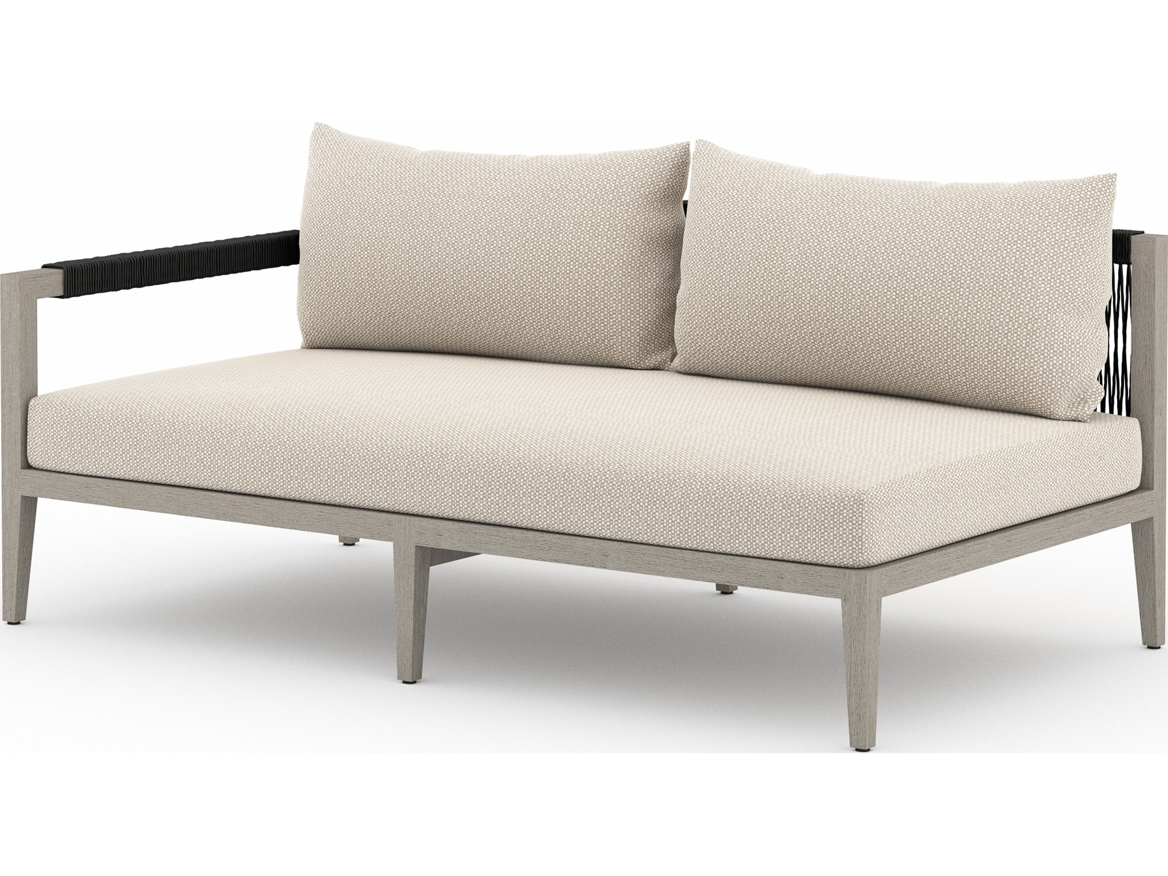 Globetrotter Outdoor Faye Sand / Weathered Grey Dark Rope Left Arm Facing Loveseat