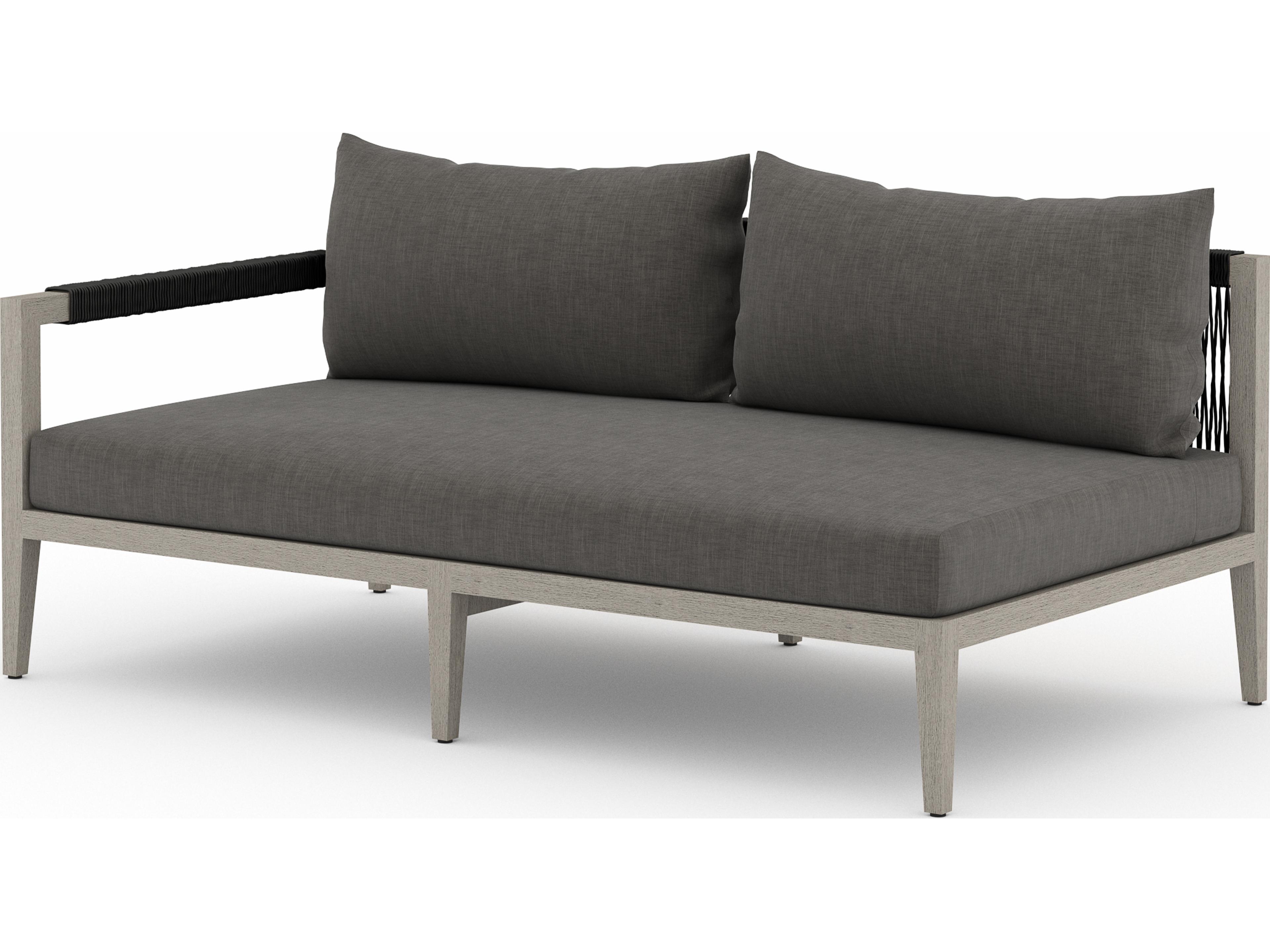 Globetrotter Outdoor Charcoal / Weathered Grey Dark Rope Left Arm Facing Loveseat