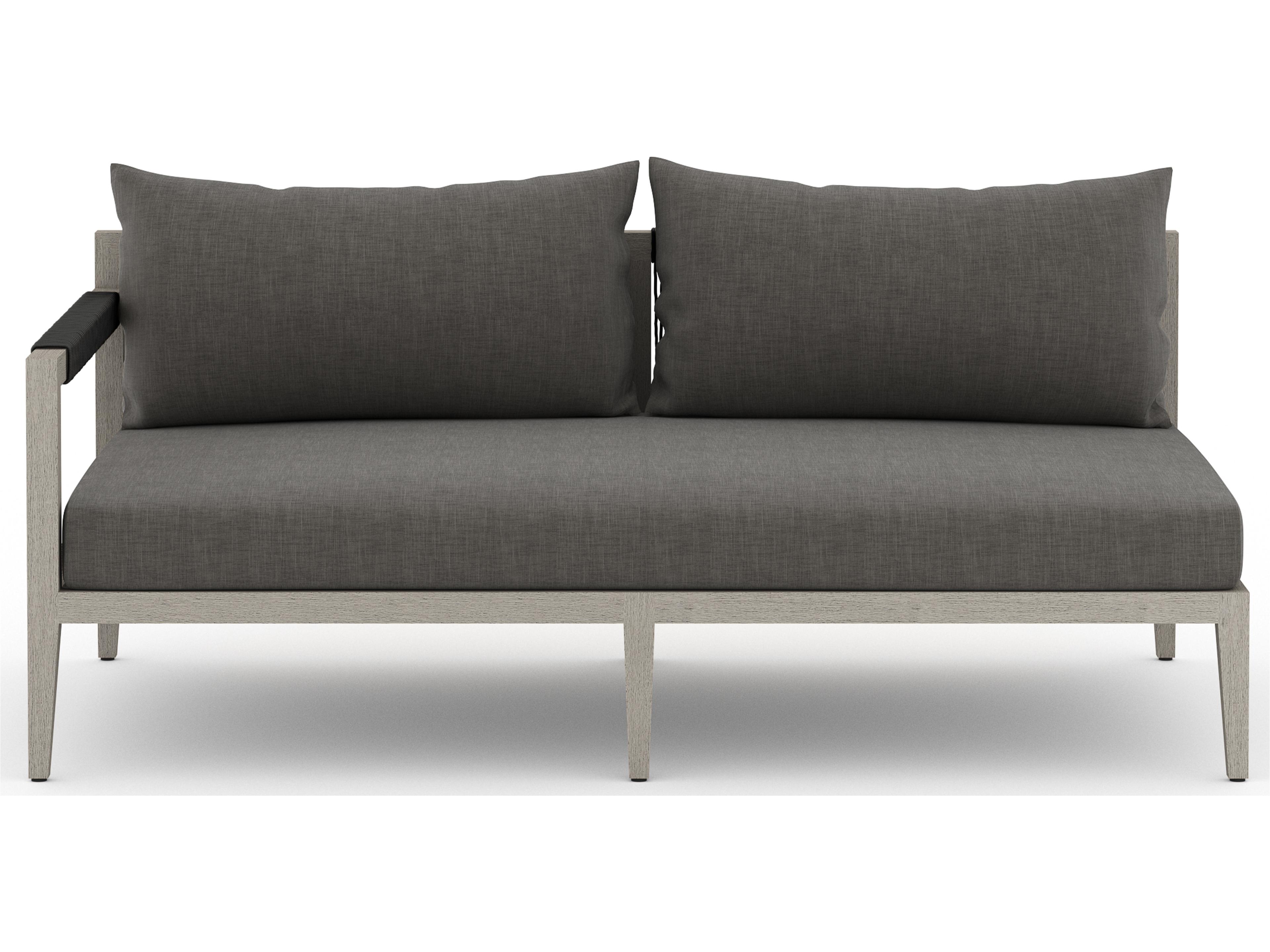 Luxecor Globetrotter Outdoor Charcoal / Weathered Grey Dark Rope Left Arm Facing Loveseat