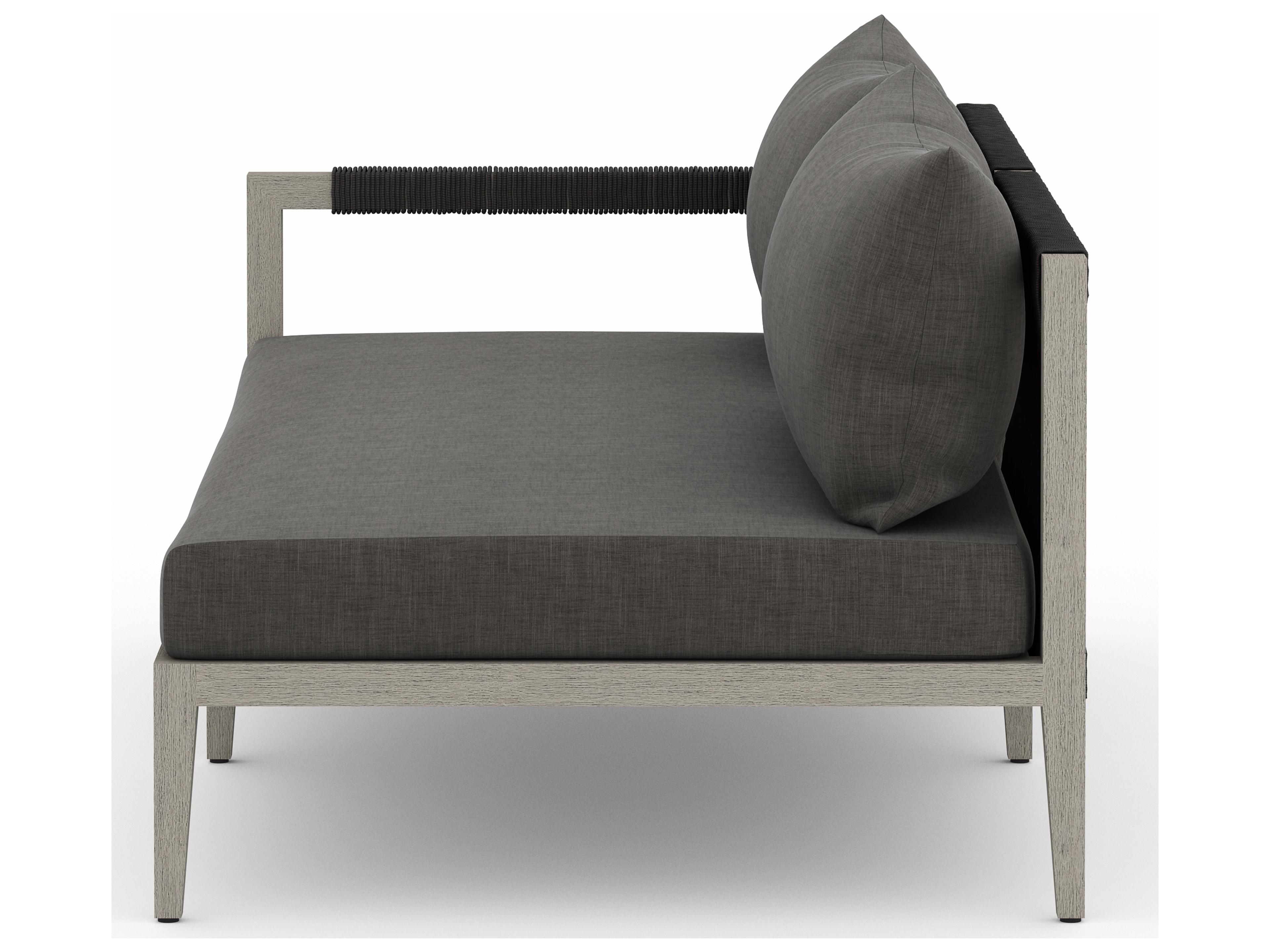 Luxecor Globetrotter Outdoor Charcoal / Weathered Grey Dark Rope Left Arm Facing Loveseat