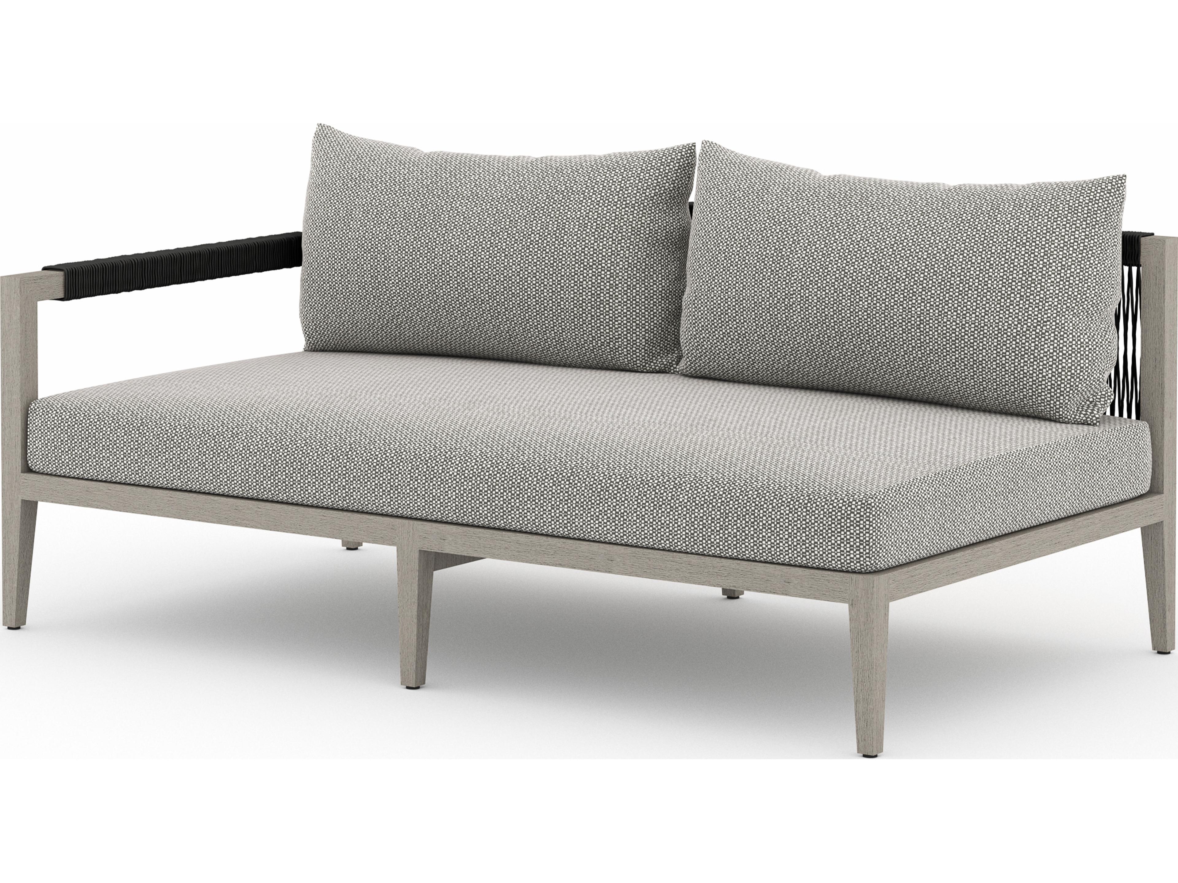 Globetrotter Outdoor Faye Ash / Weathered Grey Dark Rope Left Arm Facing Loveseat