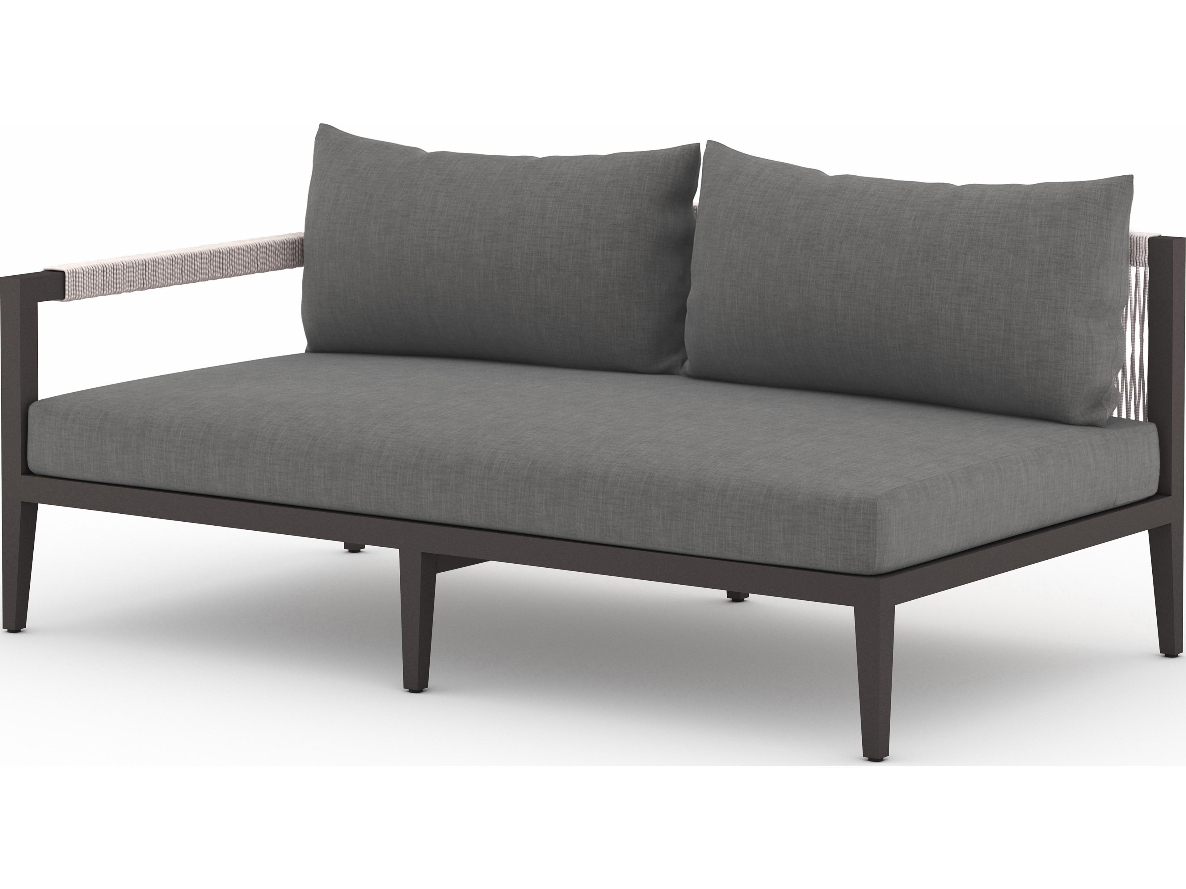 Globetrotter Outdoor Charcoal / Bronze Ivory Rope Left Arm Facing Loveseat