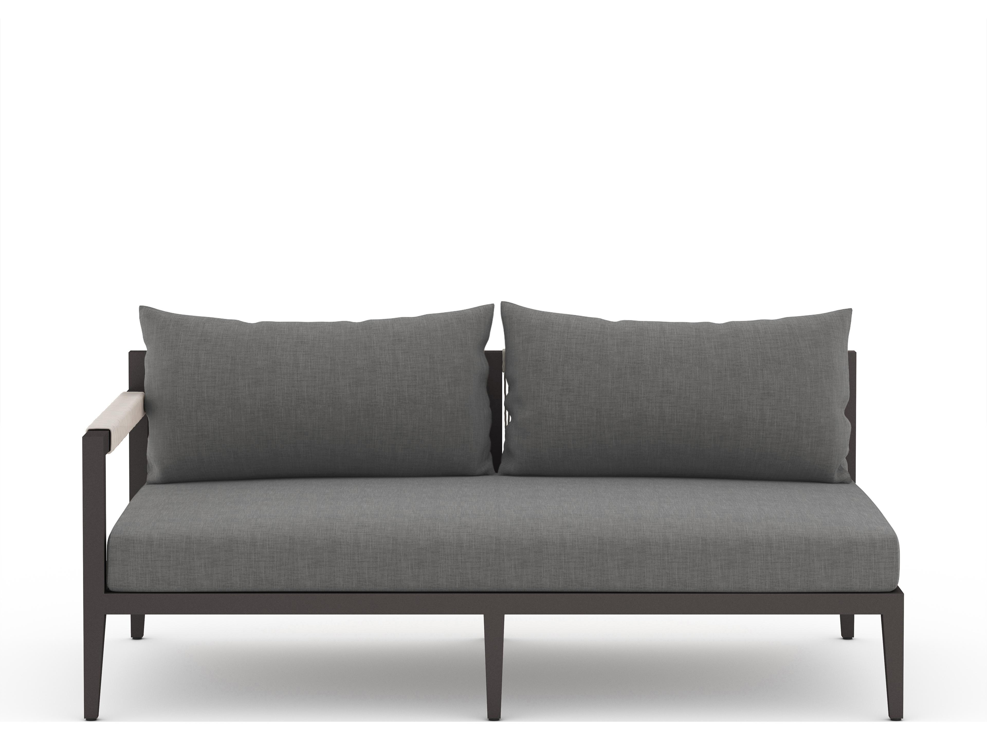 Luxecor Globetrotter Outdoor Charcoal / Bronze Ivory Rope Left Arm Facing Loveseat