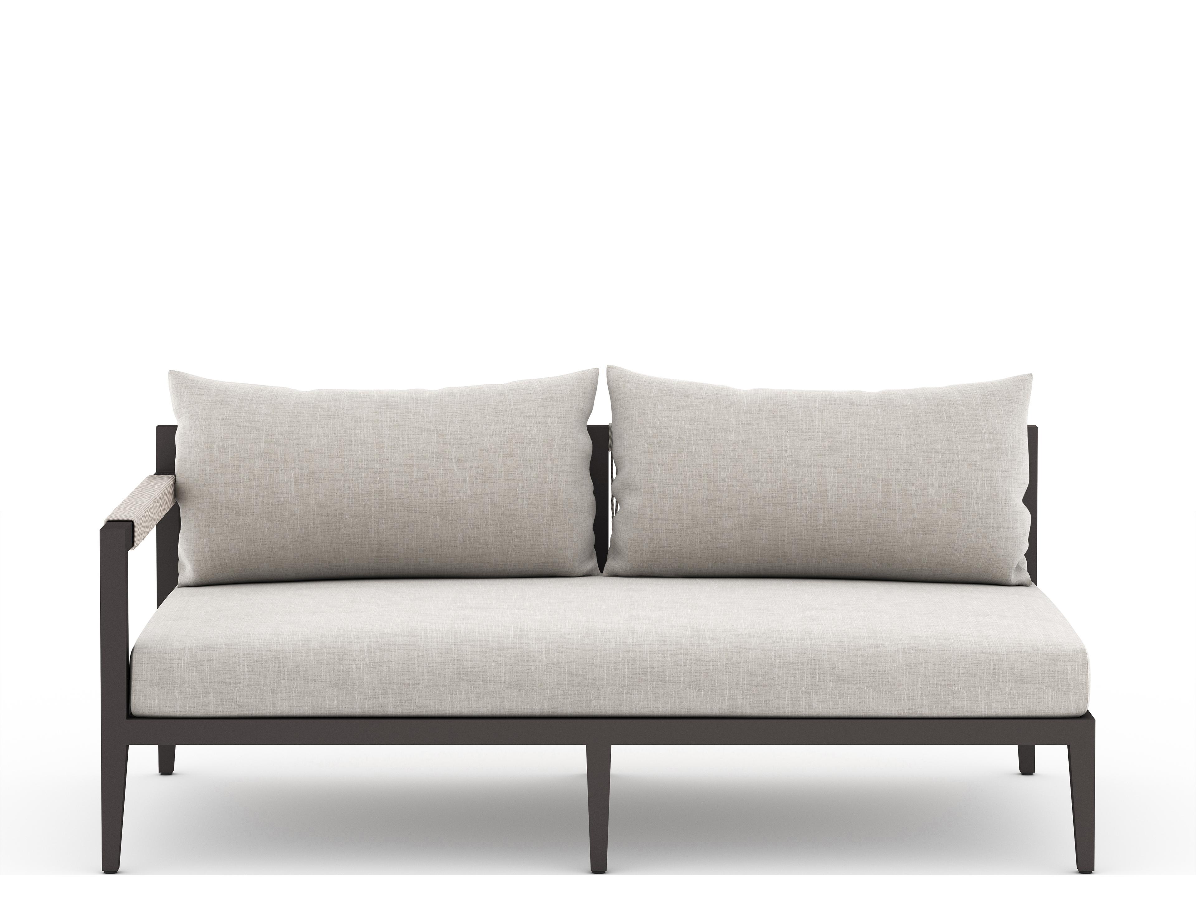 Luxecor Globetrotter Outdoor Stone Grey / Bronze Ivory Rope Left Arm Facing Loveseat