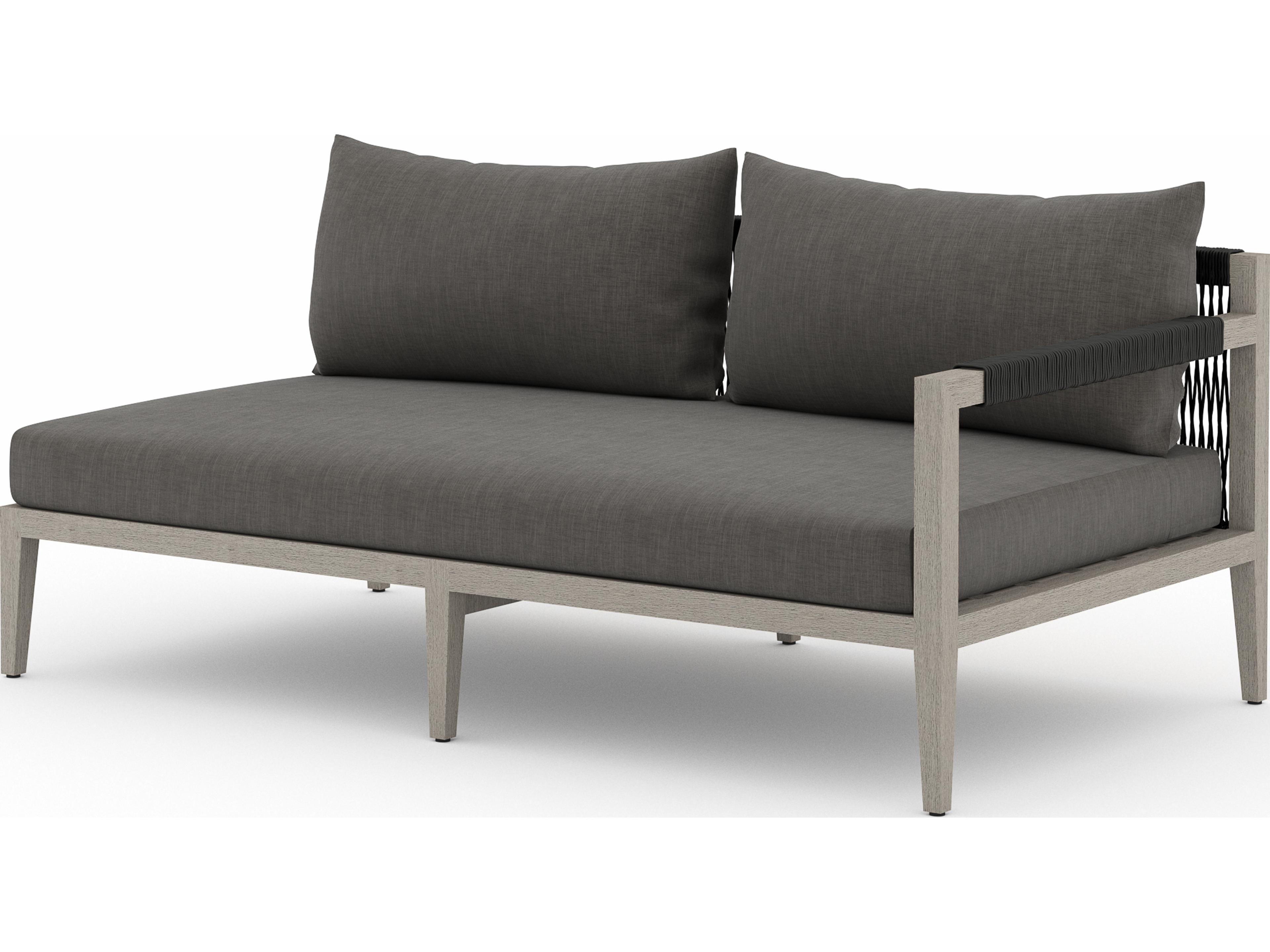 Globetrotter Outdoor Charcoal / Weathered Grey Dark Rope Right Arm Facing Loveseat
