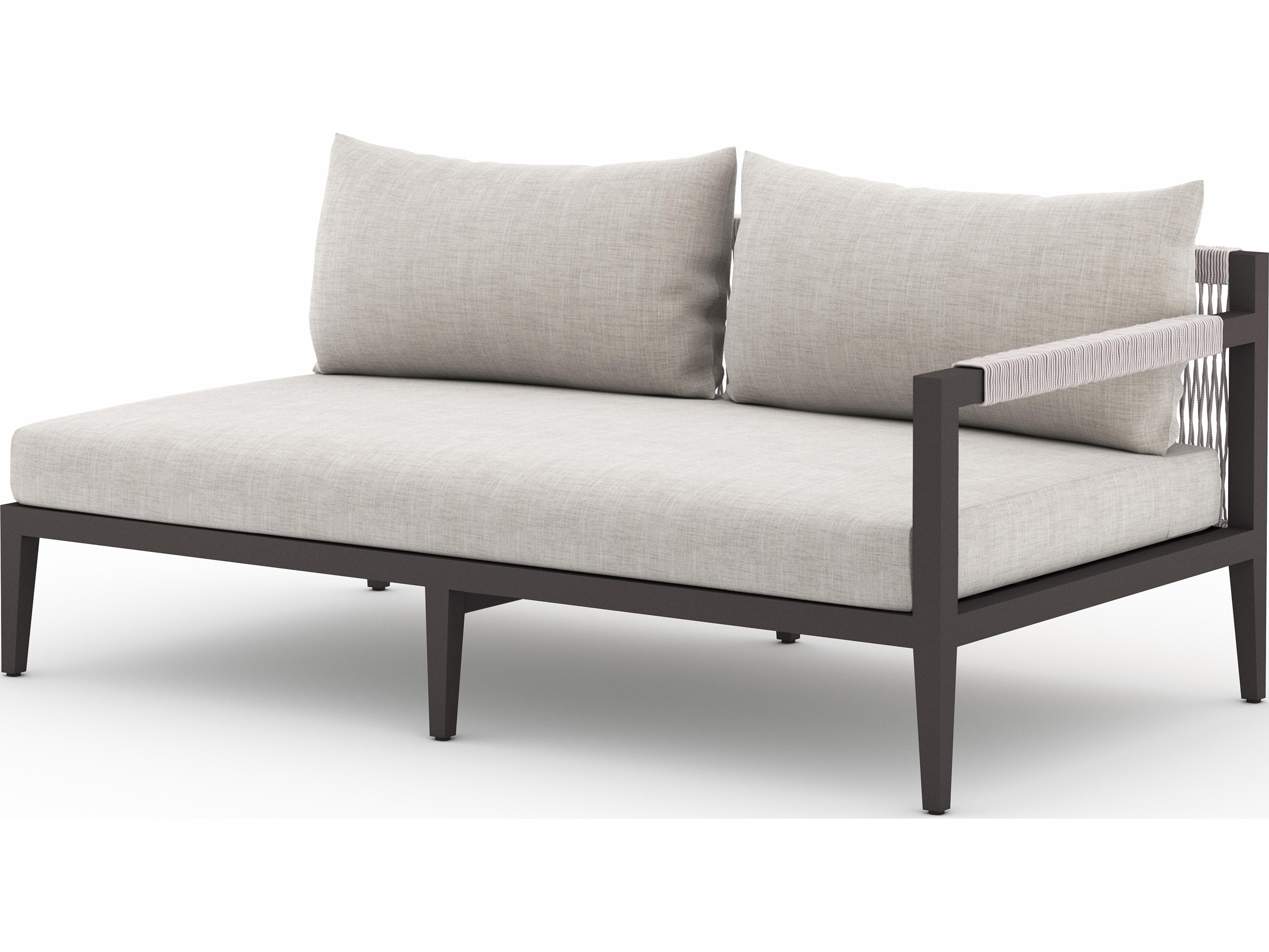 Globetrotter Outdoor Stone Grey / Bronze Ivory Rope Right Arm Facing Loveseat