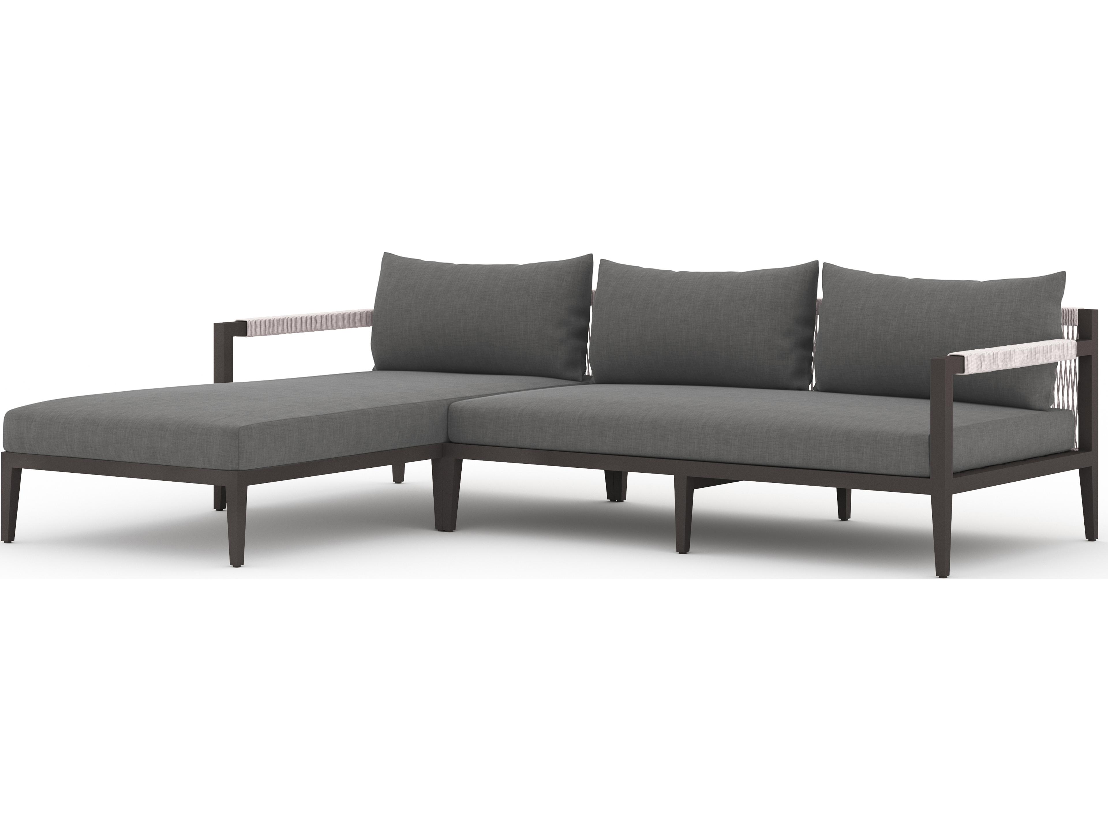 Globetrotter Outdoor Charcoal / Bronze Ivory Rope Left Arm Facing Sectional Sofa