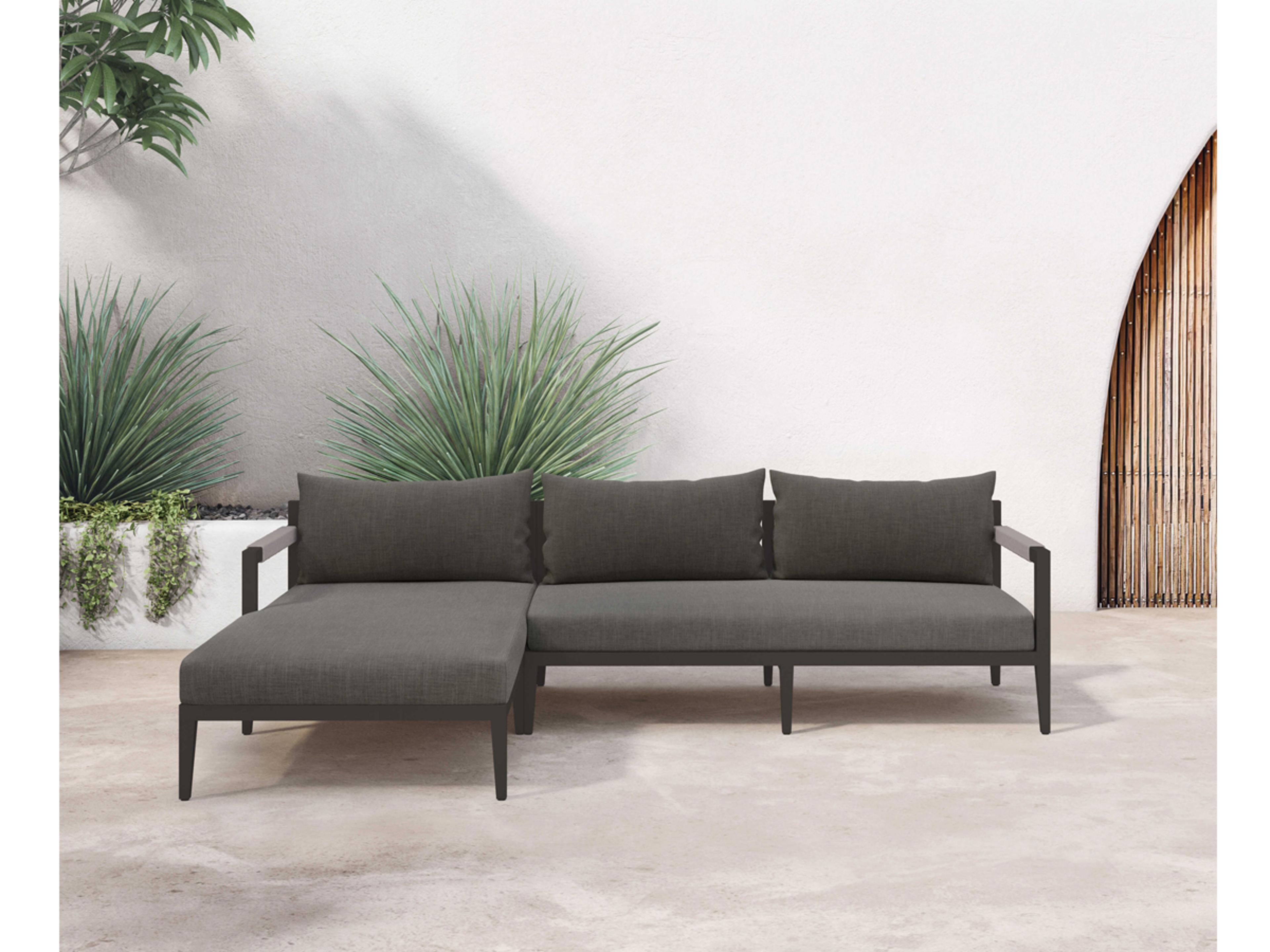 Luxecor Globetrotter Outdoor Charcoal / Bronze Ivory Rope Left Arm Facing Sectional Sofa