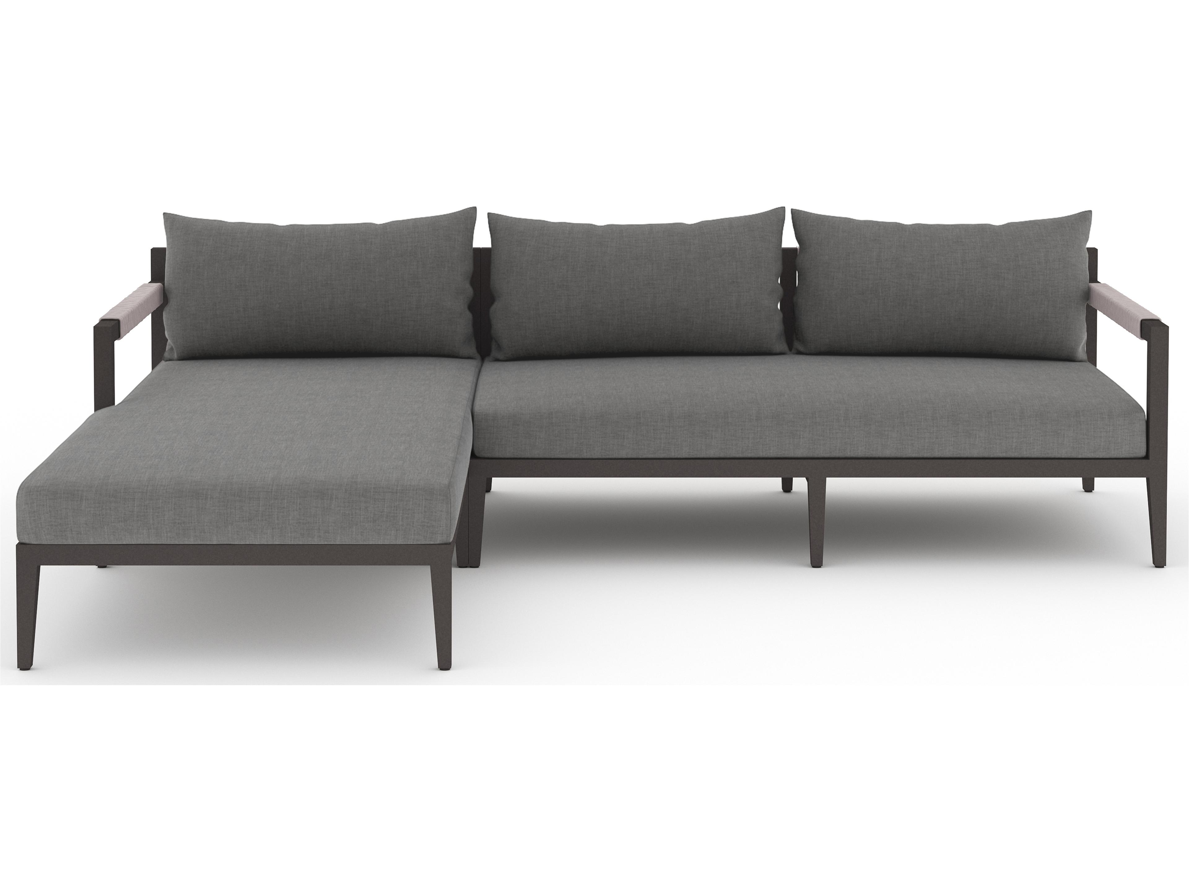 Luxecor Globetrotter Outdoor Charcoal / Bronze Ivory Rope Left Arm Facing Sectional Sofa