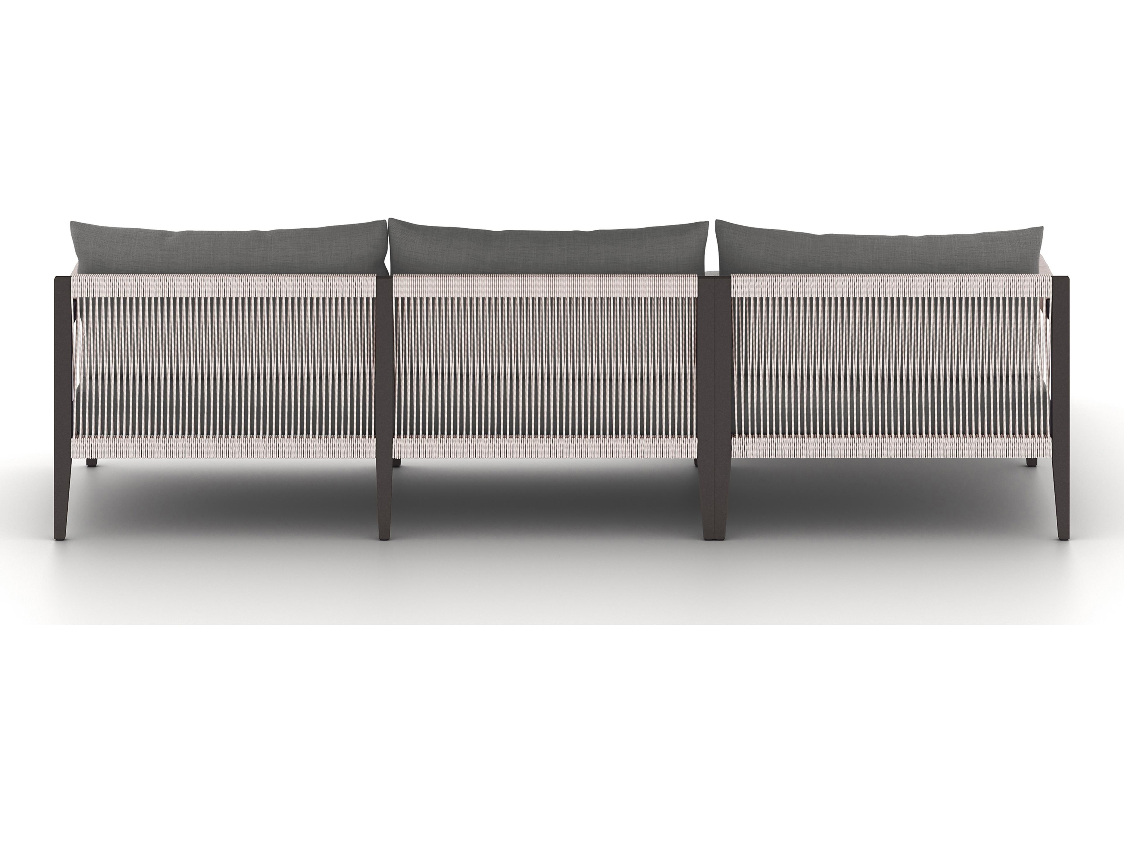 Luxecor Globetrotter Outdoor Charcoal / Bronze Ivory Rope Left Arm Facing Sectional Sofa