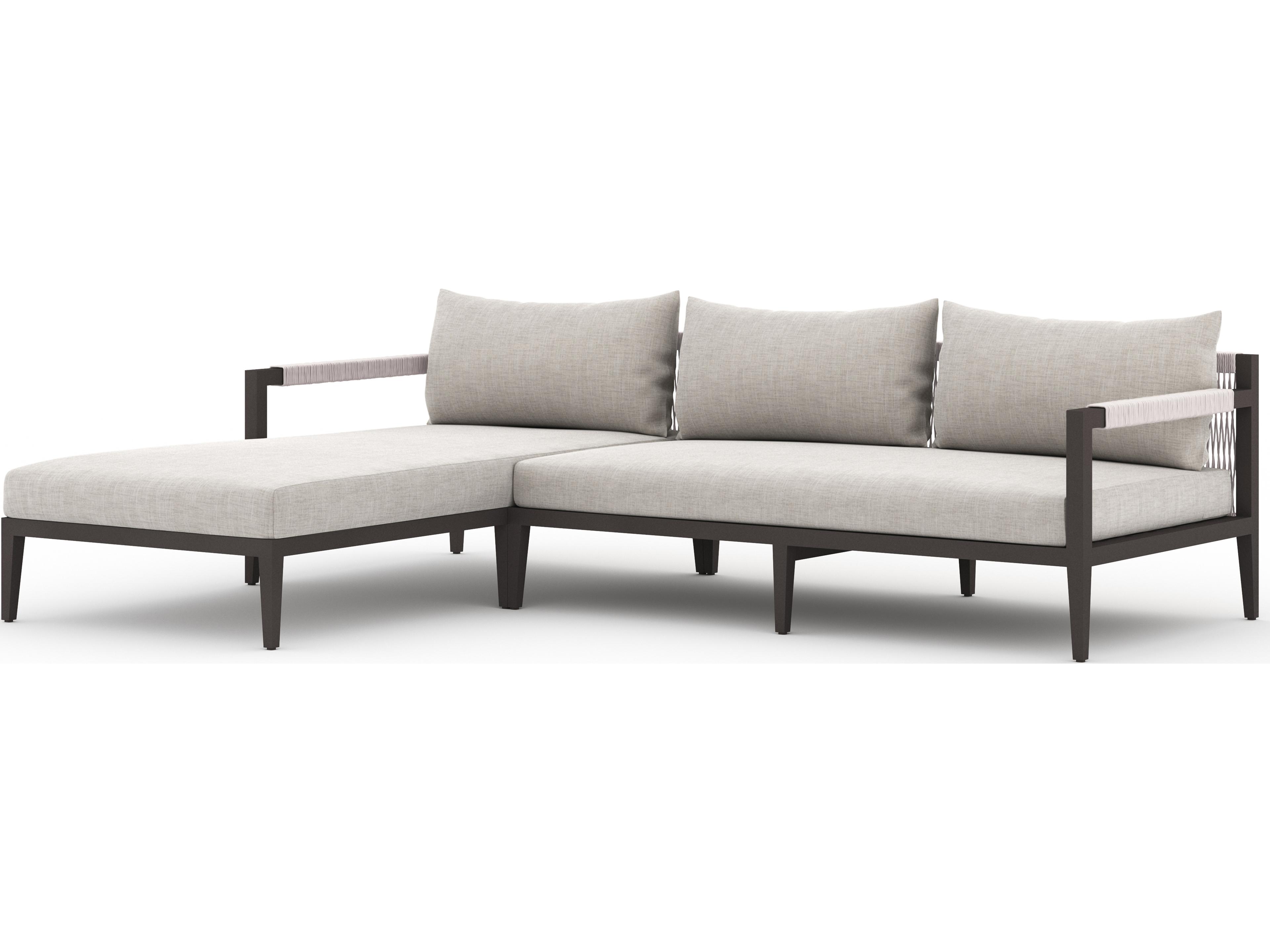 Globetrotter Outdoor Stone Grey / Bronze Ivory Rope Left Arm Facing Sectional Sofa