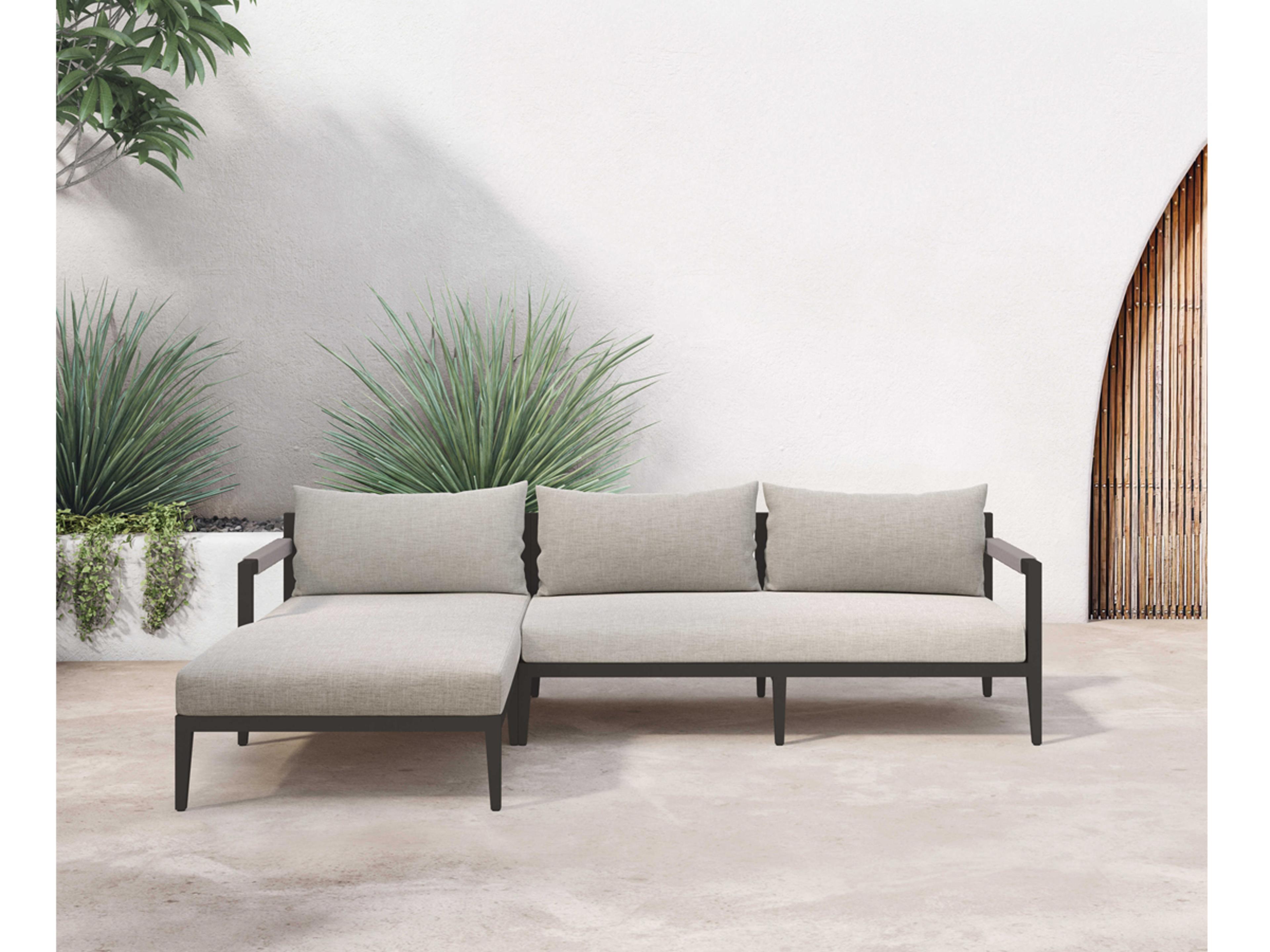 Luxecor Globetrotter Outdoor Stone Grey / Bronze Ivory Rope Left Arm Facing Sectional Sofa