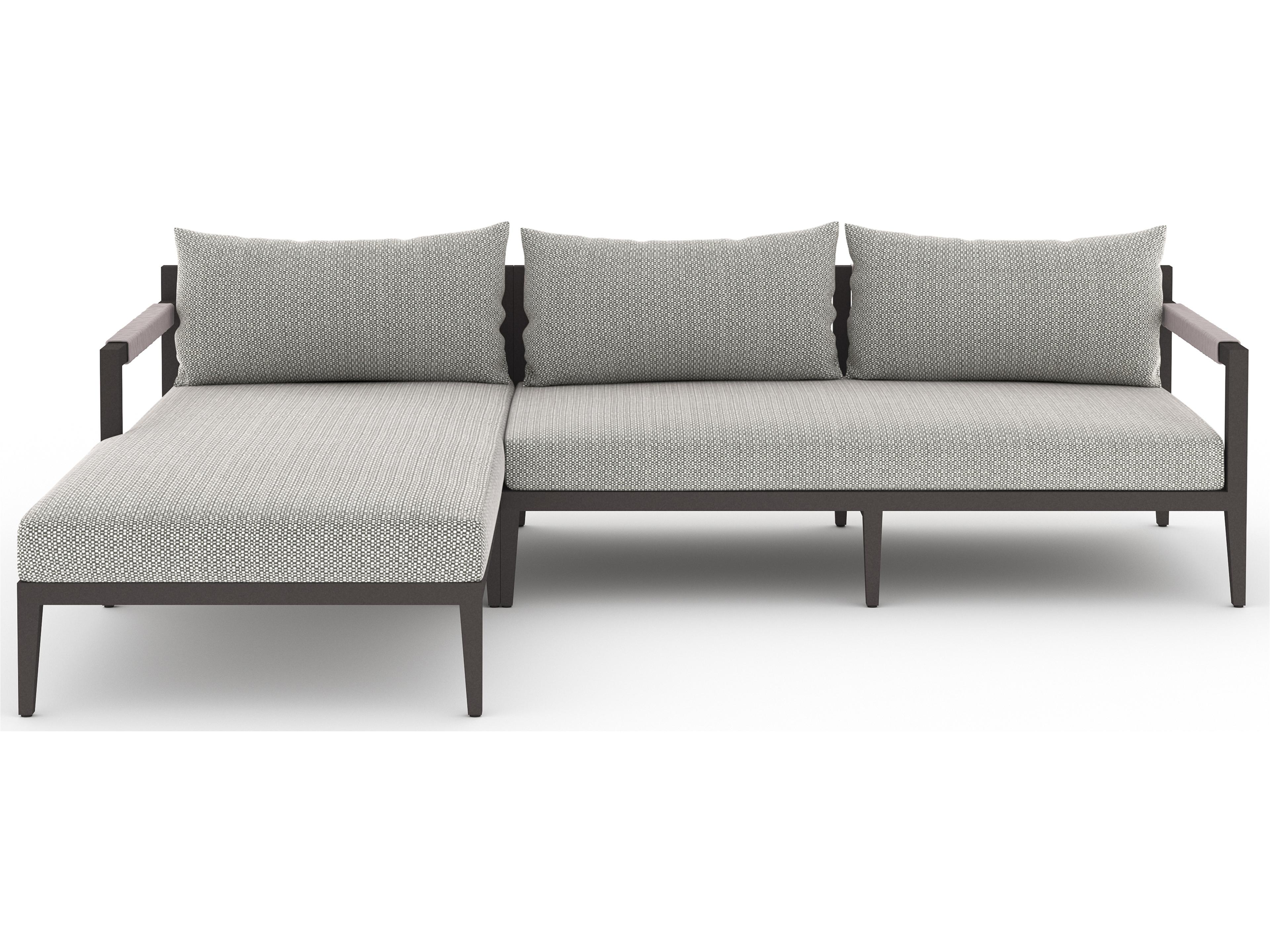 Luxecor Globetrotter Outdoor Faye Ash / Bronze Ivory Rope Left Arm Facing Sectional Sofa