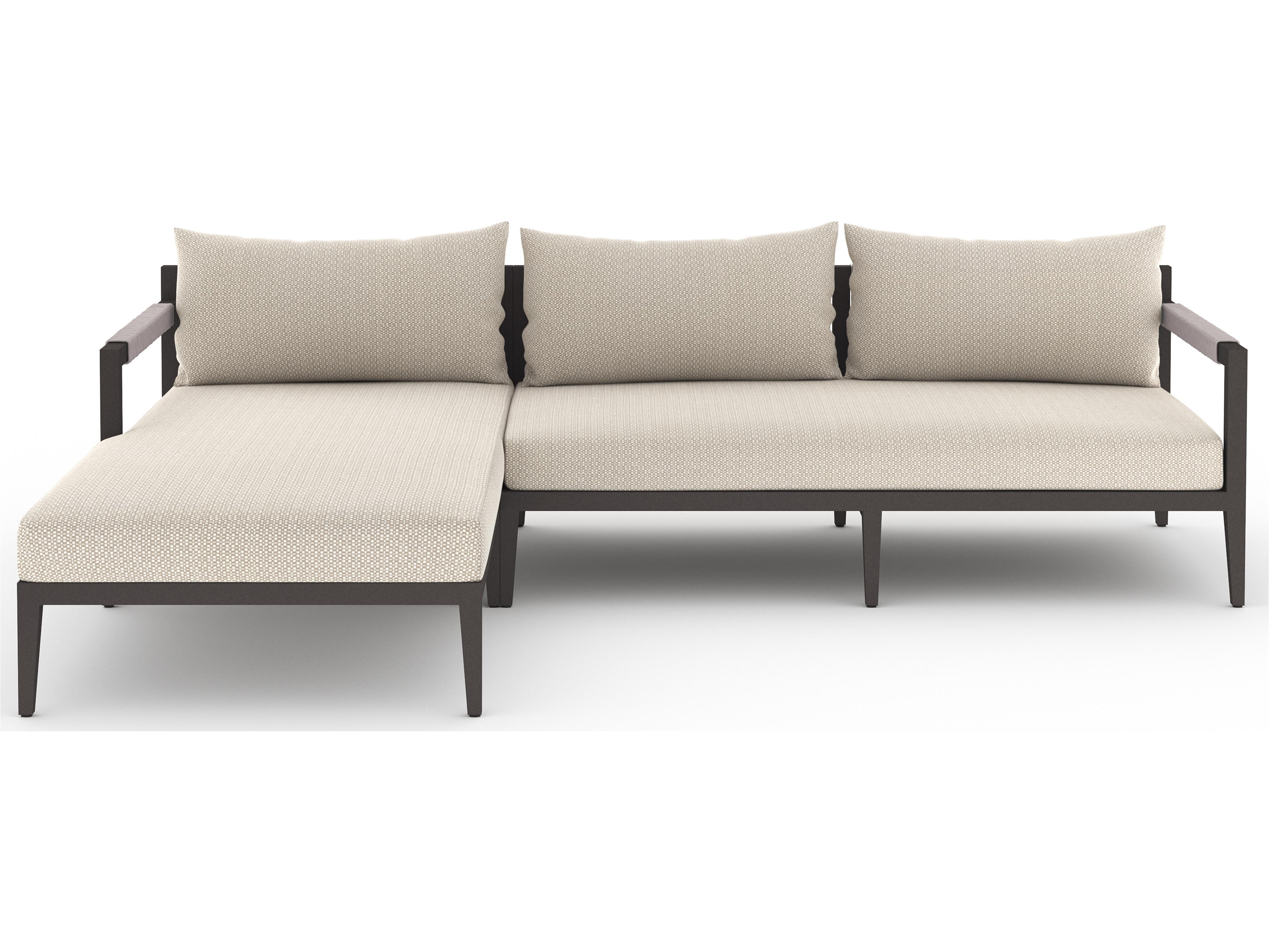Luxecor Globetrotter Outdoor Faye Sand / Bronze Ivory Rope Left Arm Facing Sectional Sofa