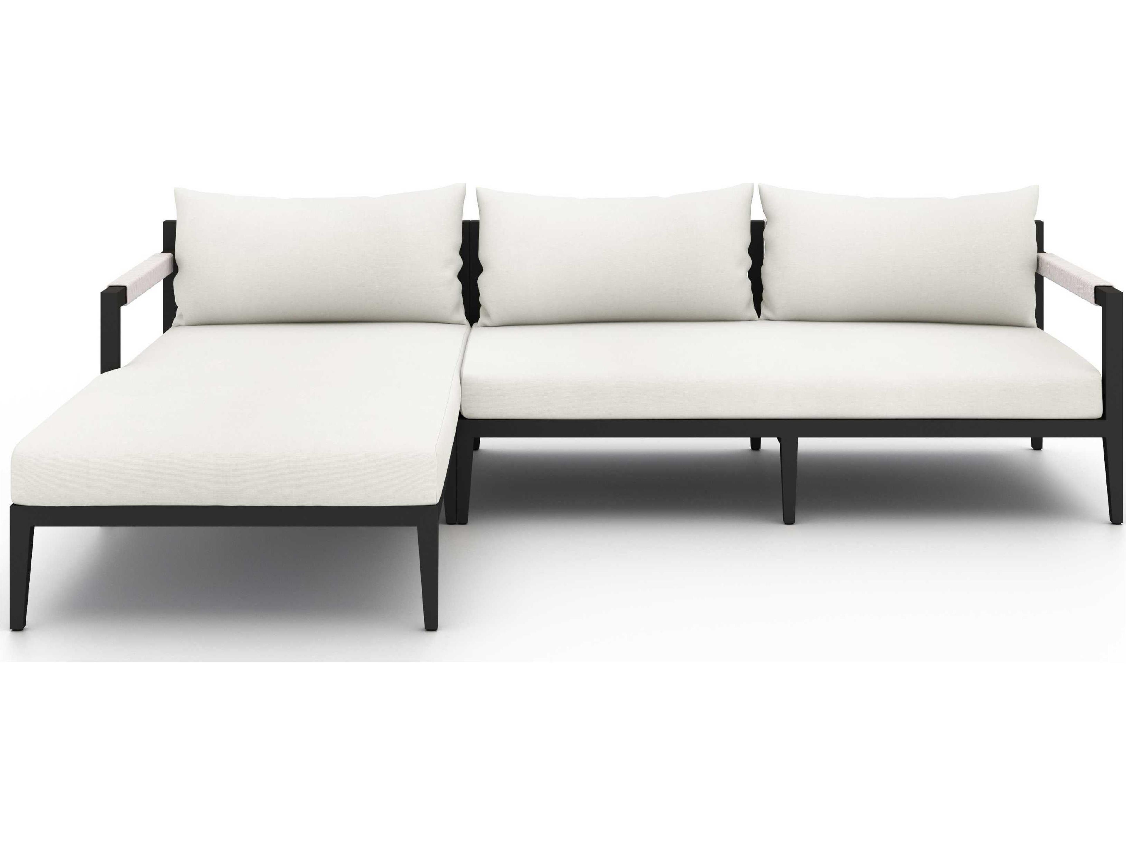 Luxecor Globetrotter Outdoor Bronze Aluminum / Ivory Rope Left Arm Facing Sofa with Natural Cushion