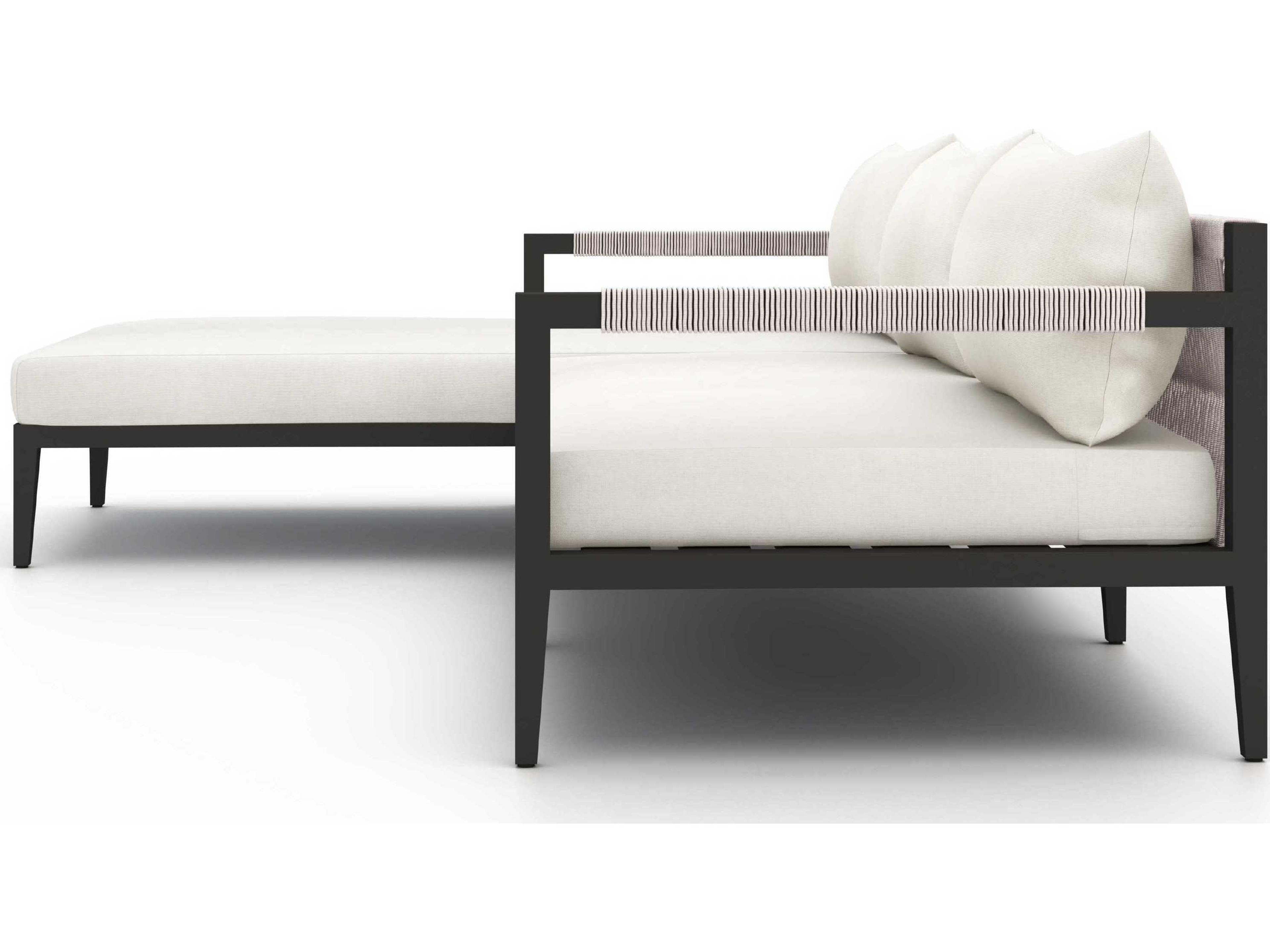 Luxecor Globetrotter Outdoor Bronze Aluminum / Ivory Rope Left Arm Facing Sofa with Natural Cushion