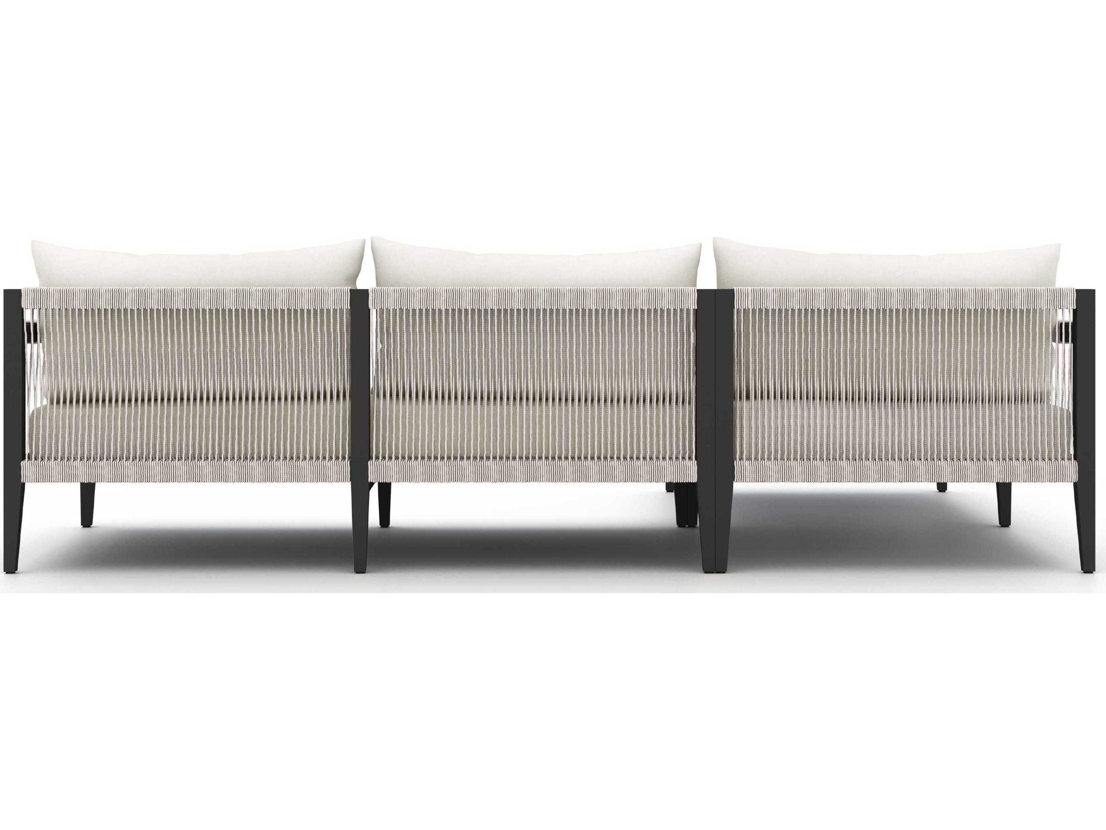 Luxecor Globetrotter Outdoor Bronze Aluminum / Ivory Rope Left Arm Facing Sofa with Natural Cushion