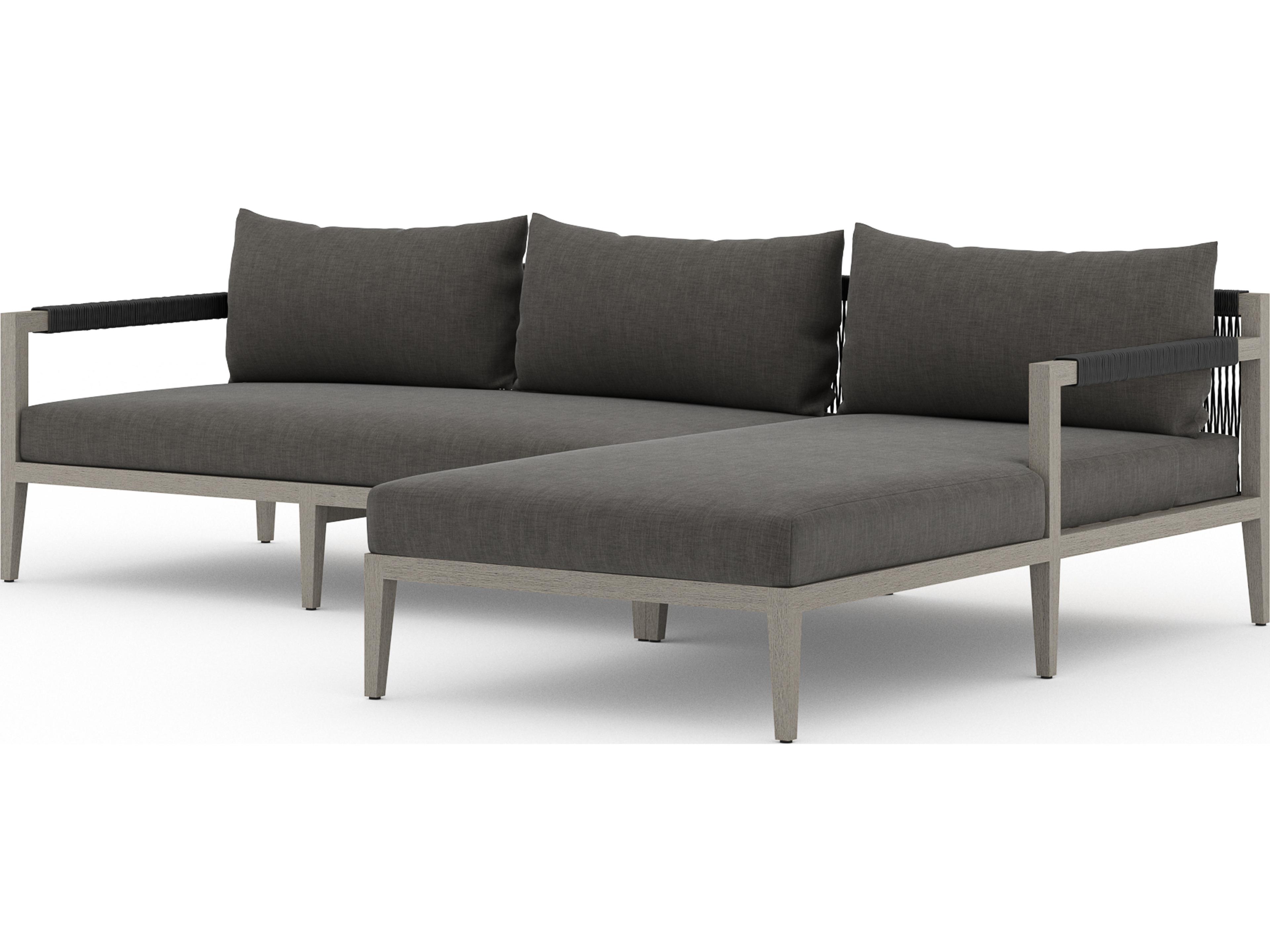 Globetrotter Outdoor Charcoal / Weathered Grey Dark Rope Right Arm Facing Sectional Sofa